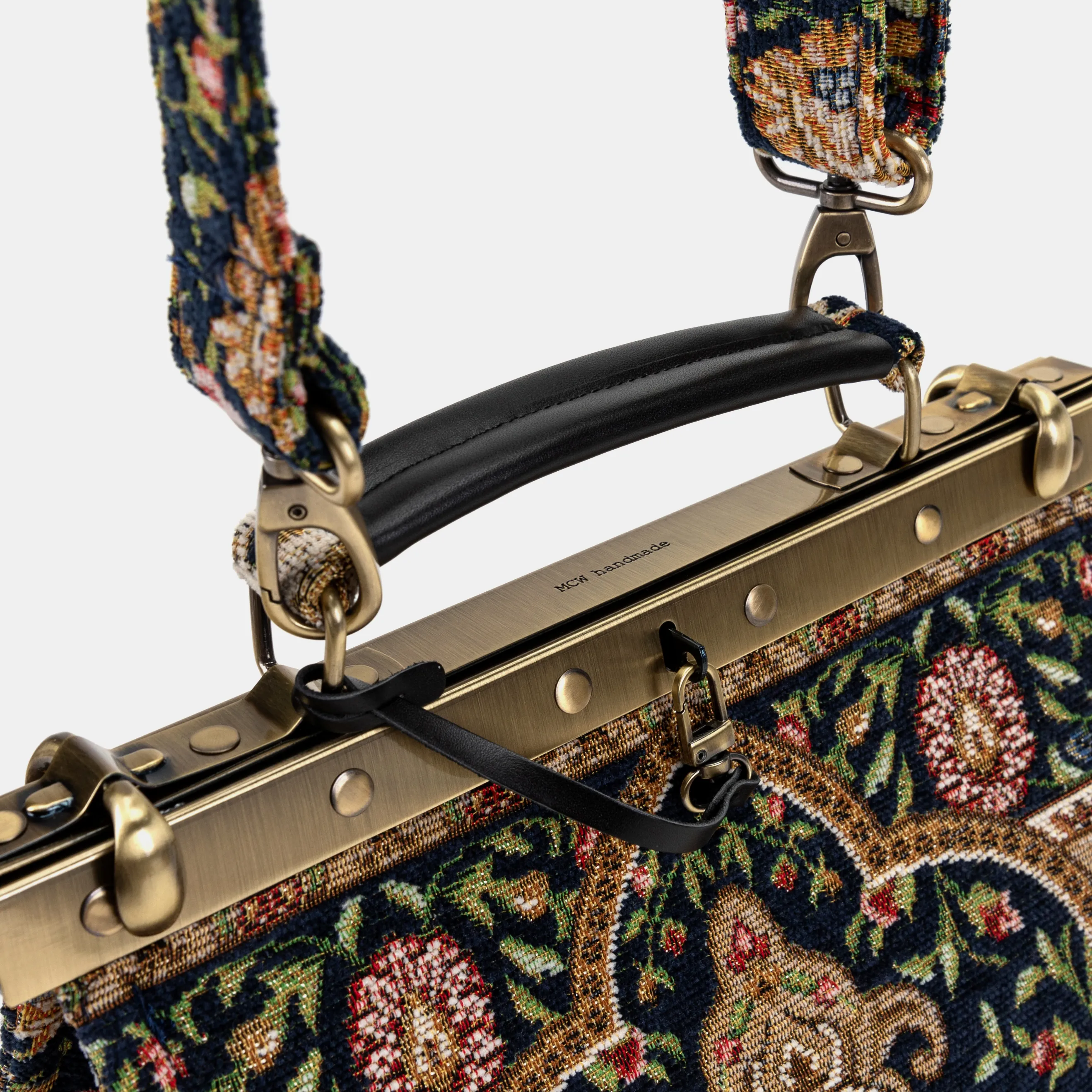Oriental Navy Cecile Carpet Purse Gladstone Bag - Image 5