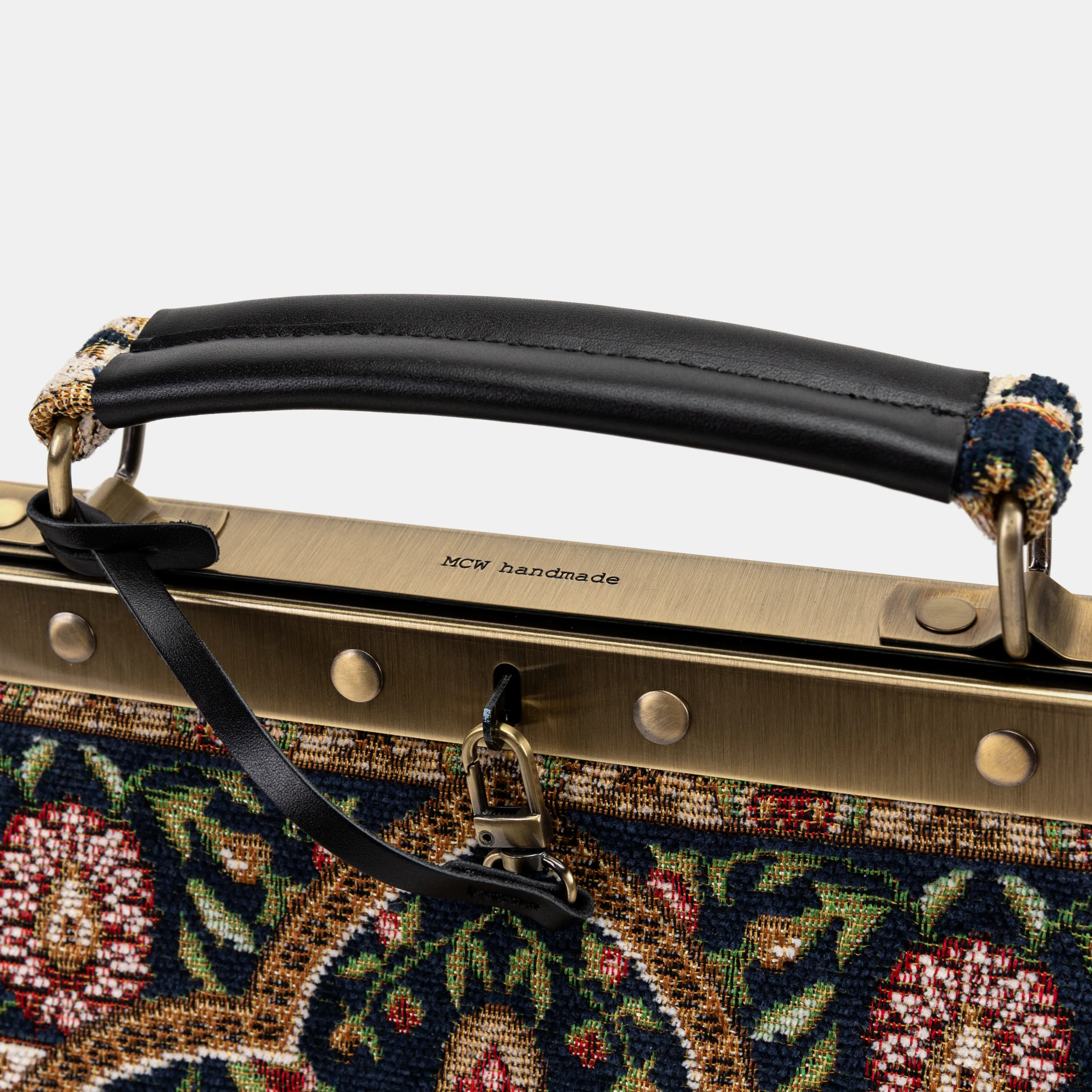 Oriental Navy Cecile Carpet Purse Gladstone Bag - Image 6
