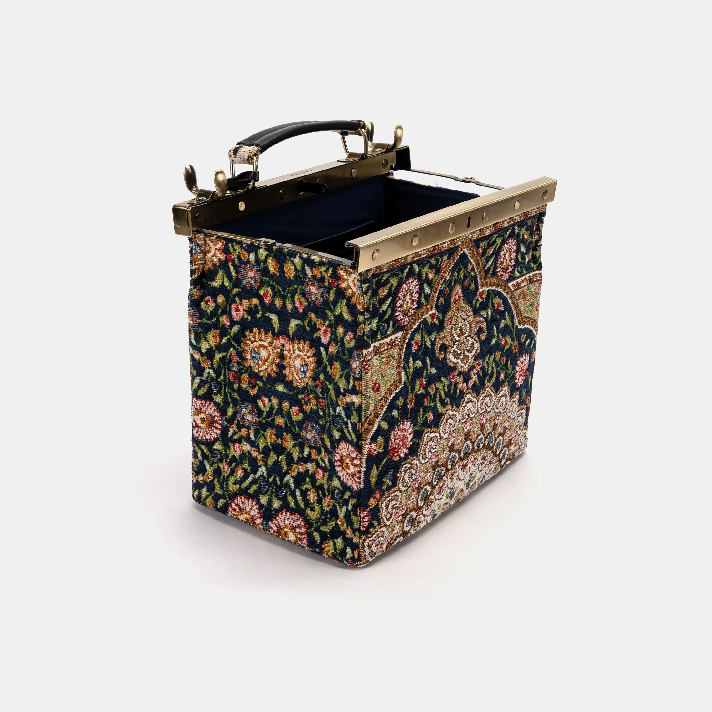 Oriental Navy Cecile Carpet Purse Gladstone Bag - Image 8