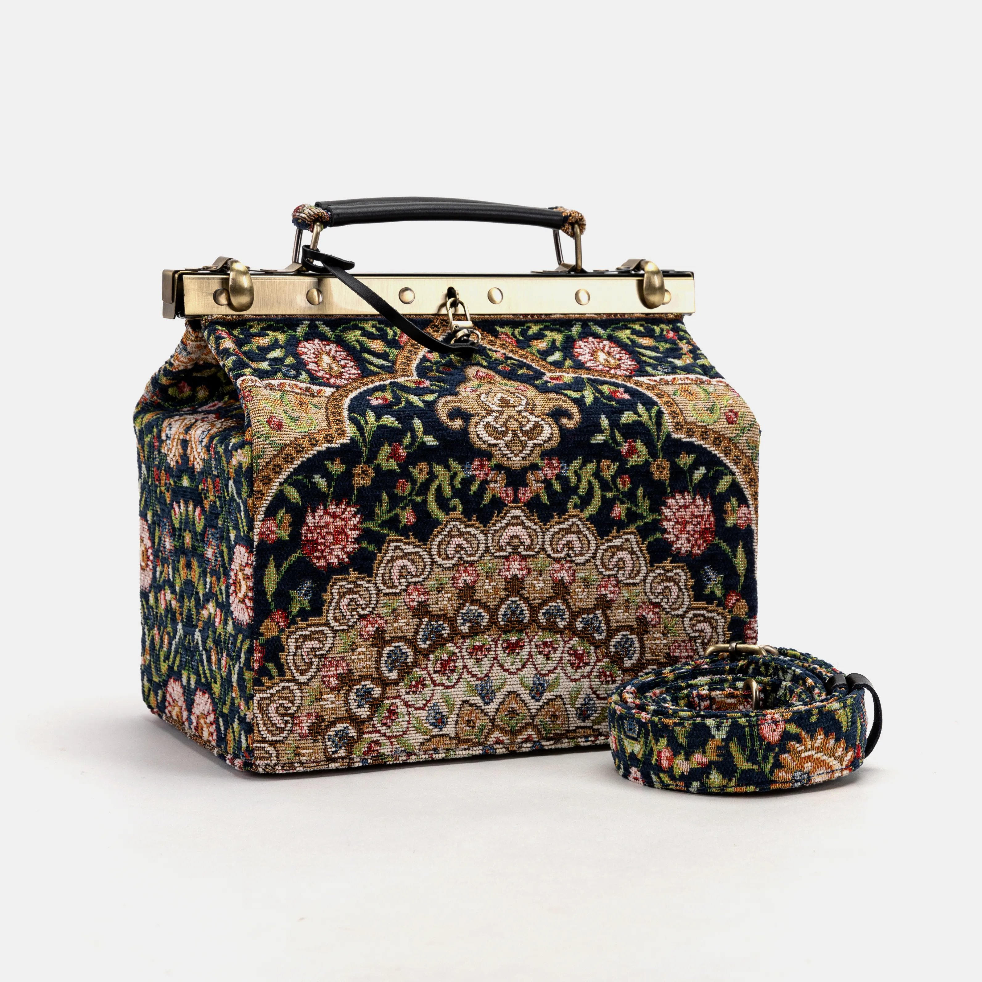 Oriental Navy Vivienne Carpet Purse Gladstone Bag - Image 4