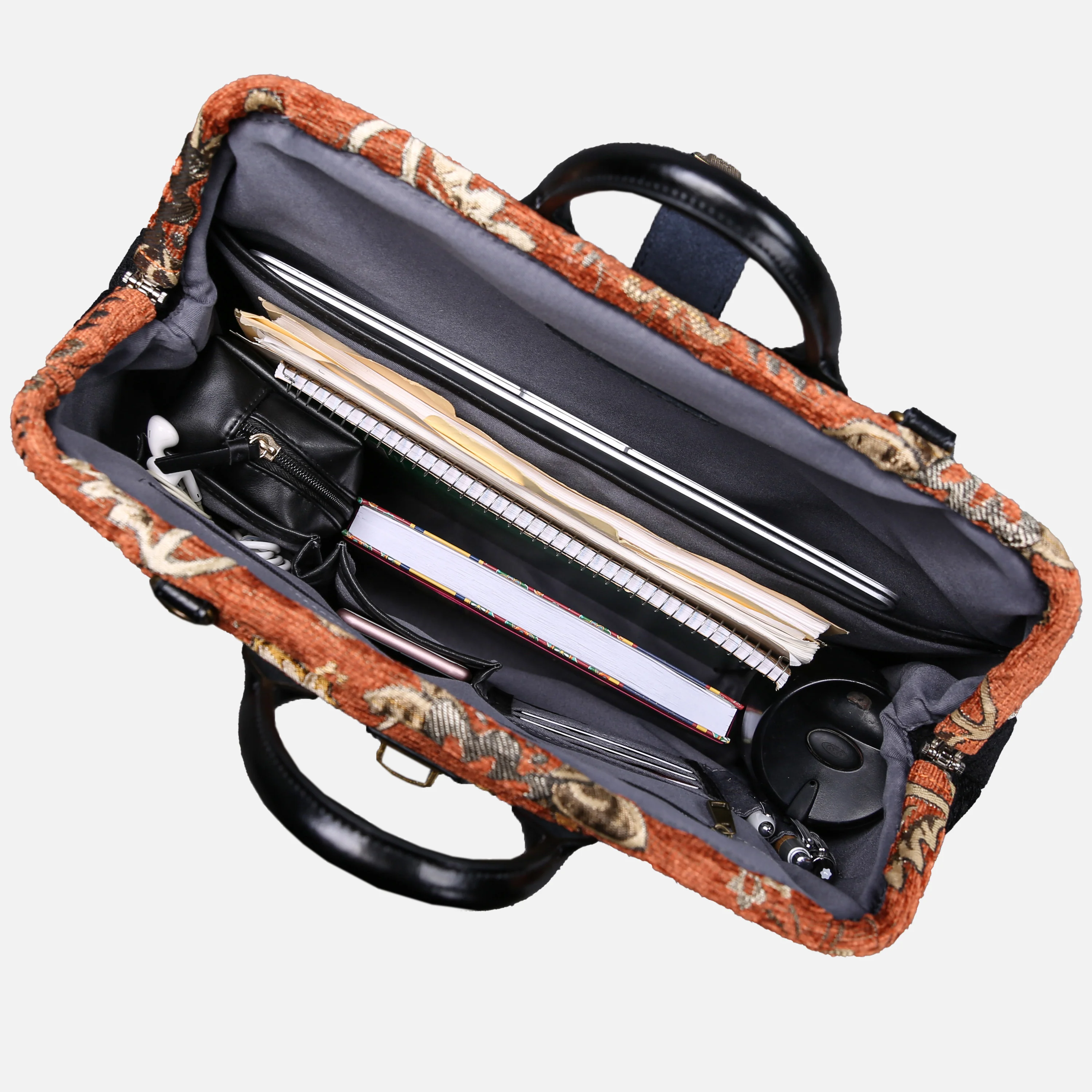 Paisley Orange Laptop Work Bag - Image 6