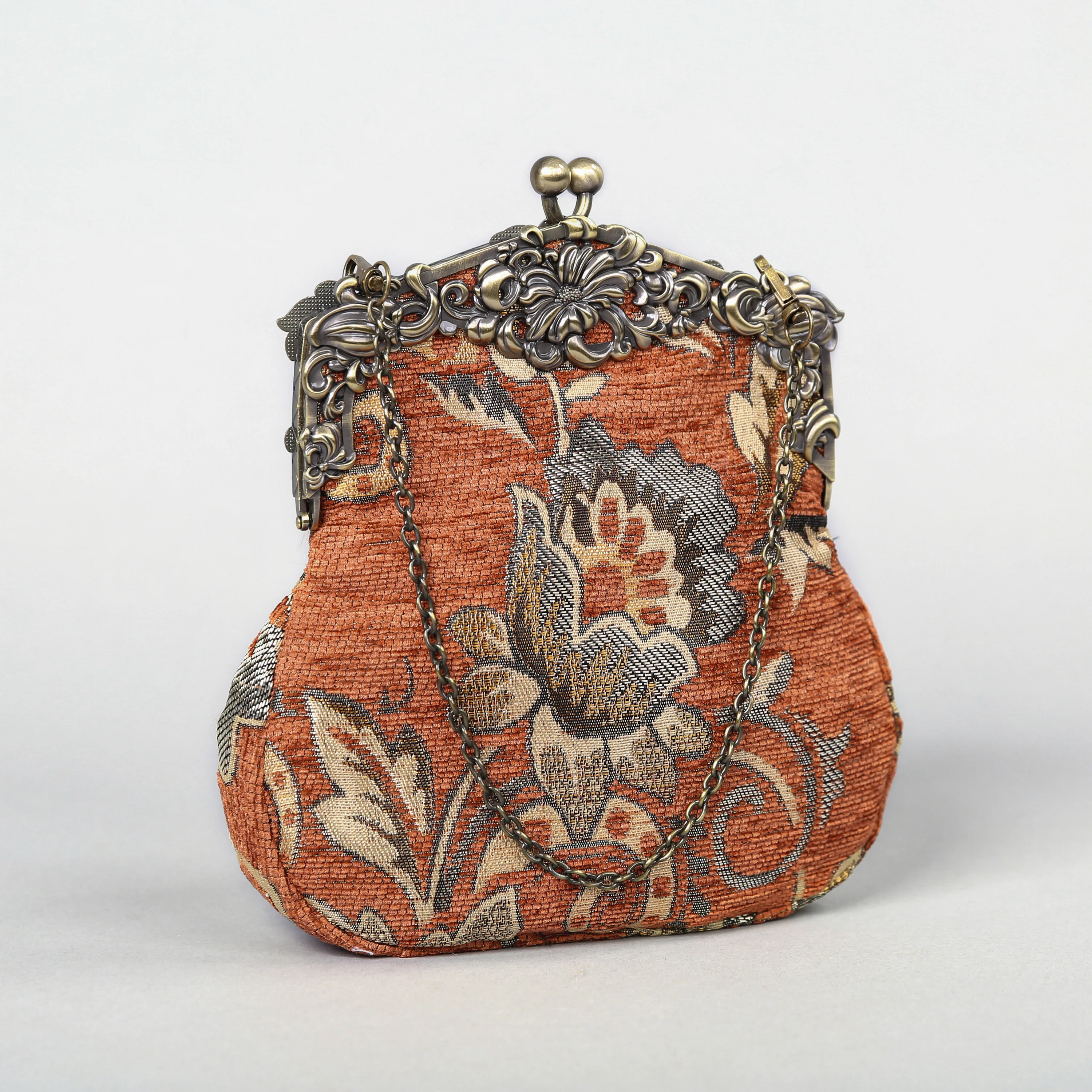 Paisley Orange Chatelaine Purse Large