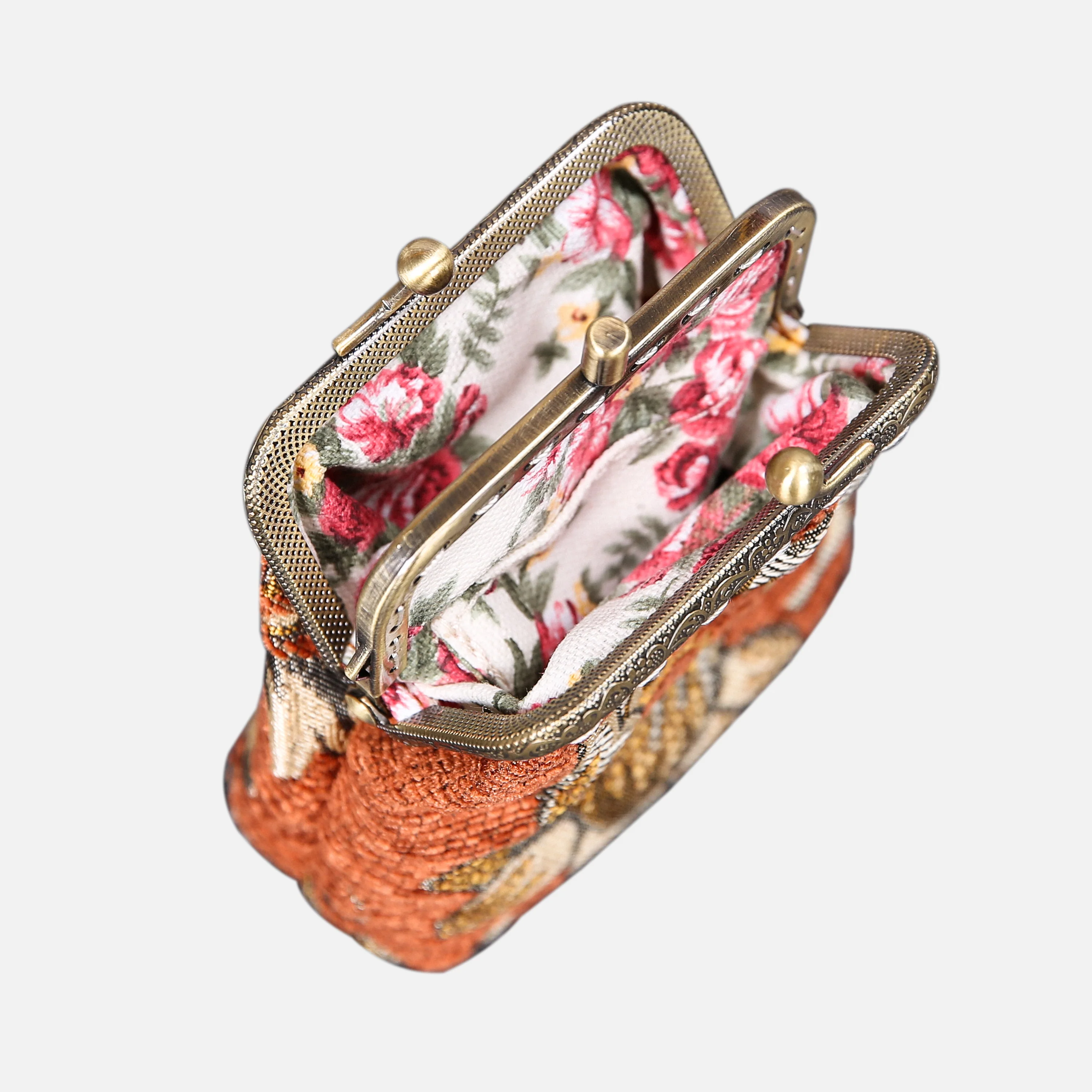 Paisley Orange Double Kiss Clasp Coin Purse - Image 5