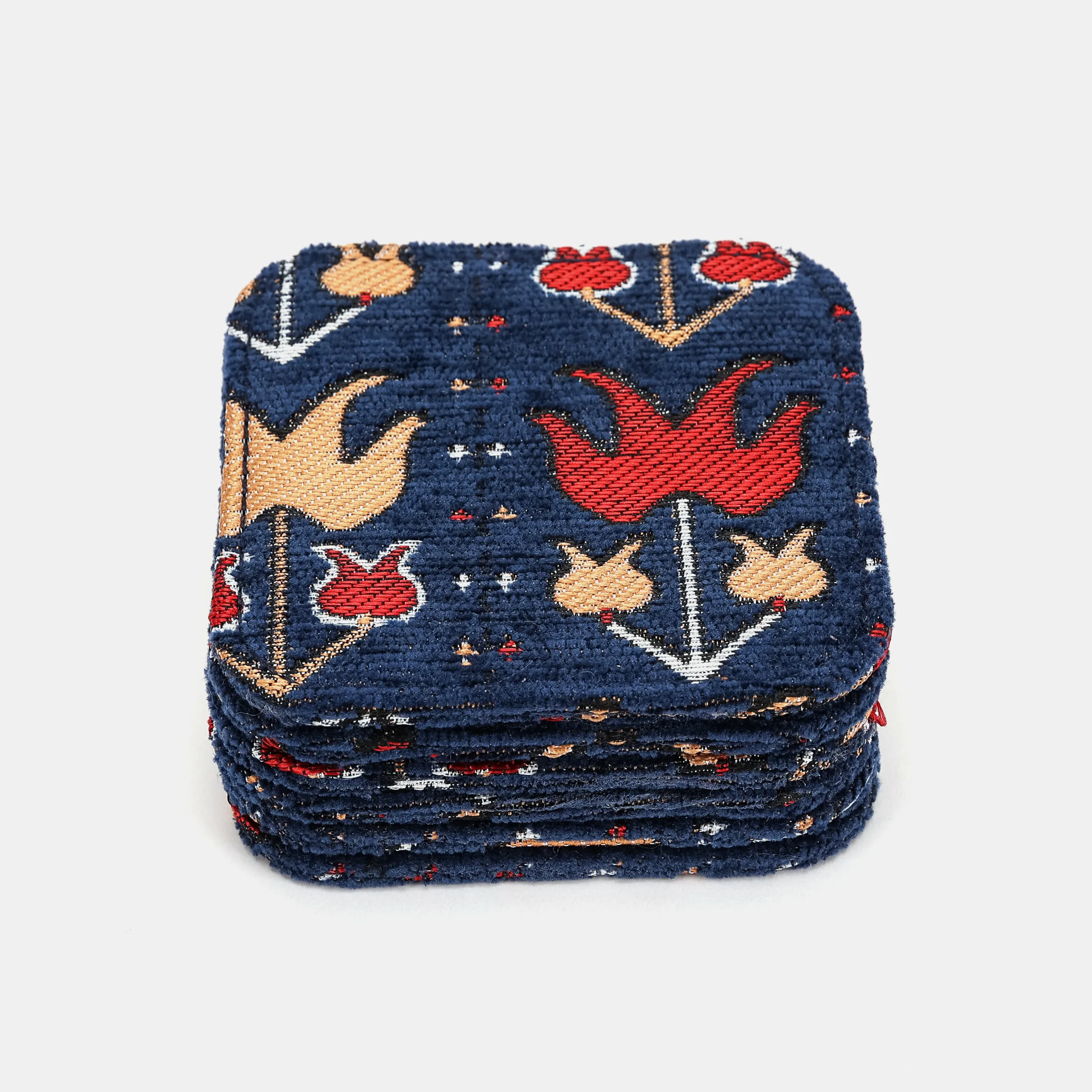 Poppy Bloom Square Coaster Set with Holder - Image 4