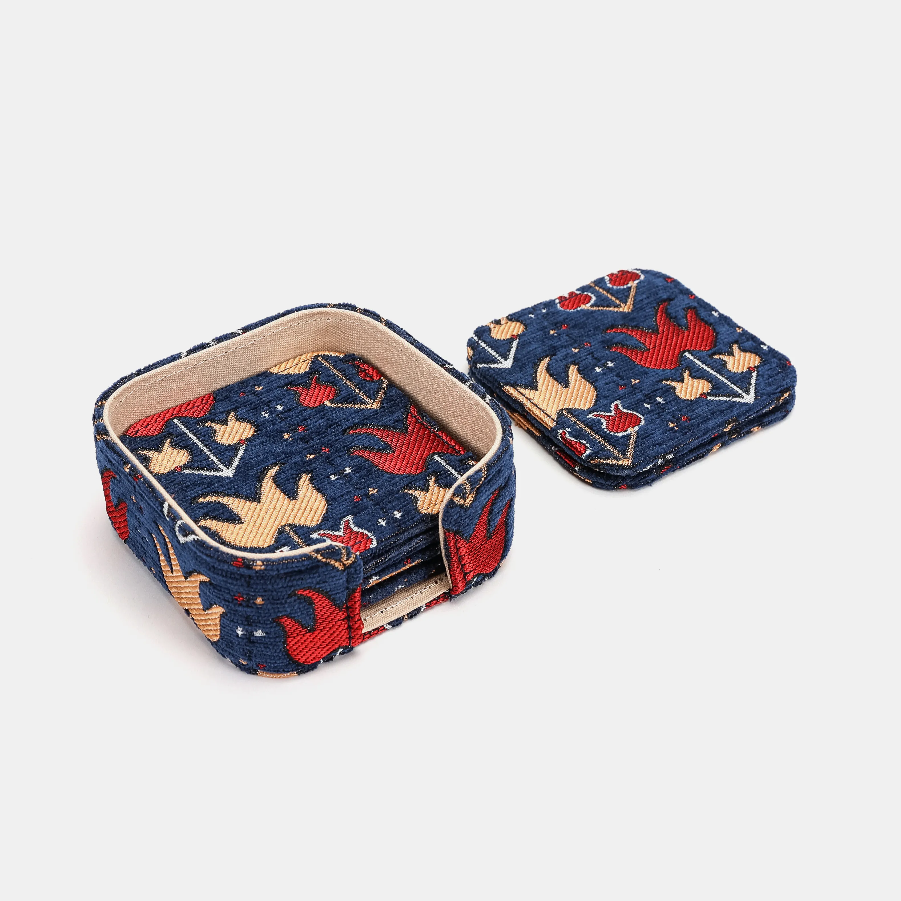 Poppy Bloom Square Coaster Set with Holder - Image 6