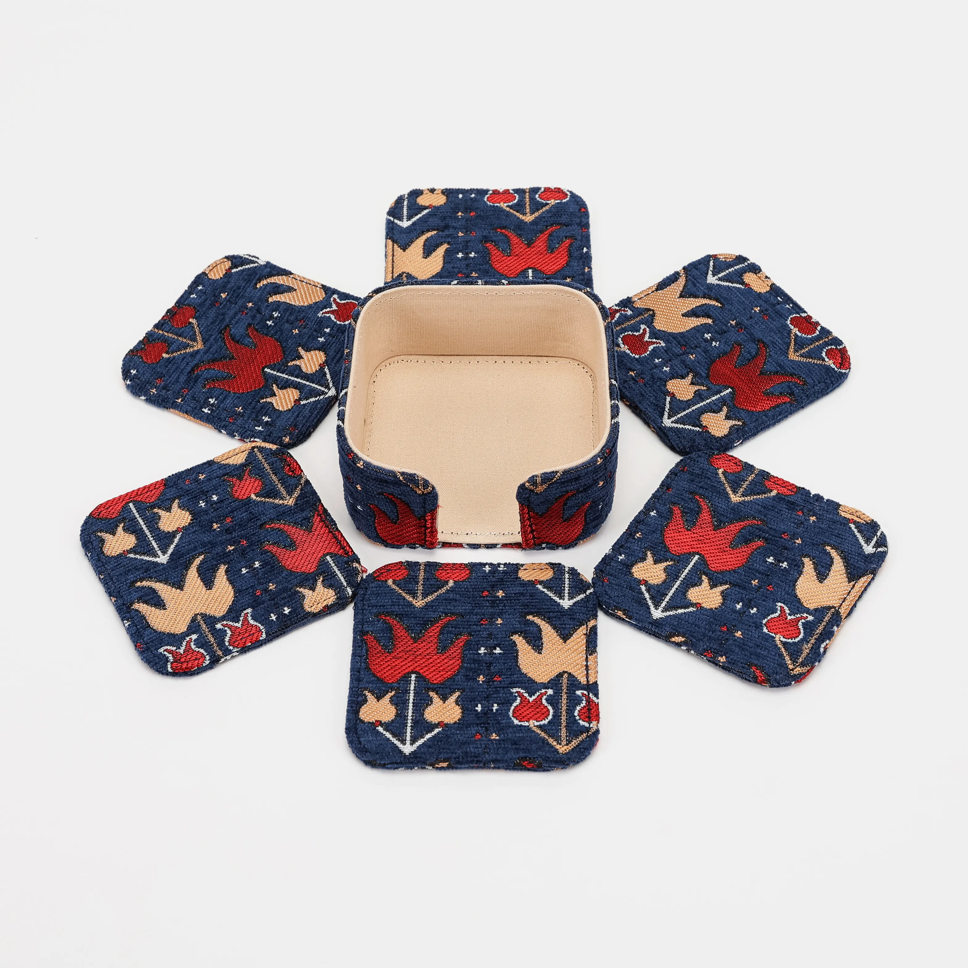 Poppy Bloom Square Coaster Set with Holder - Image 7