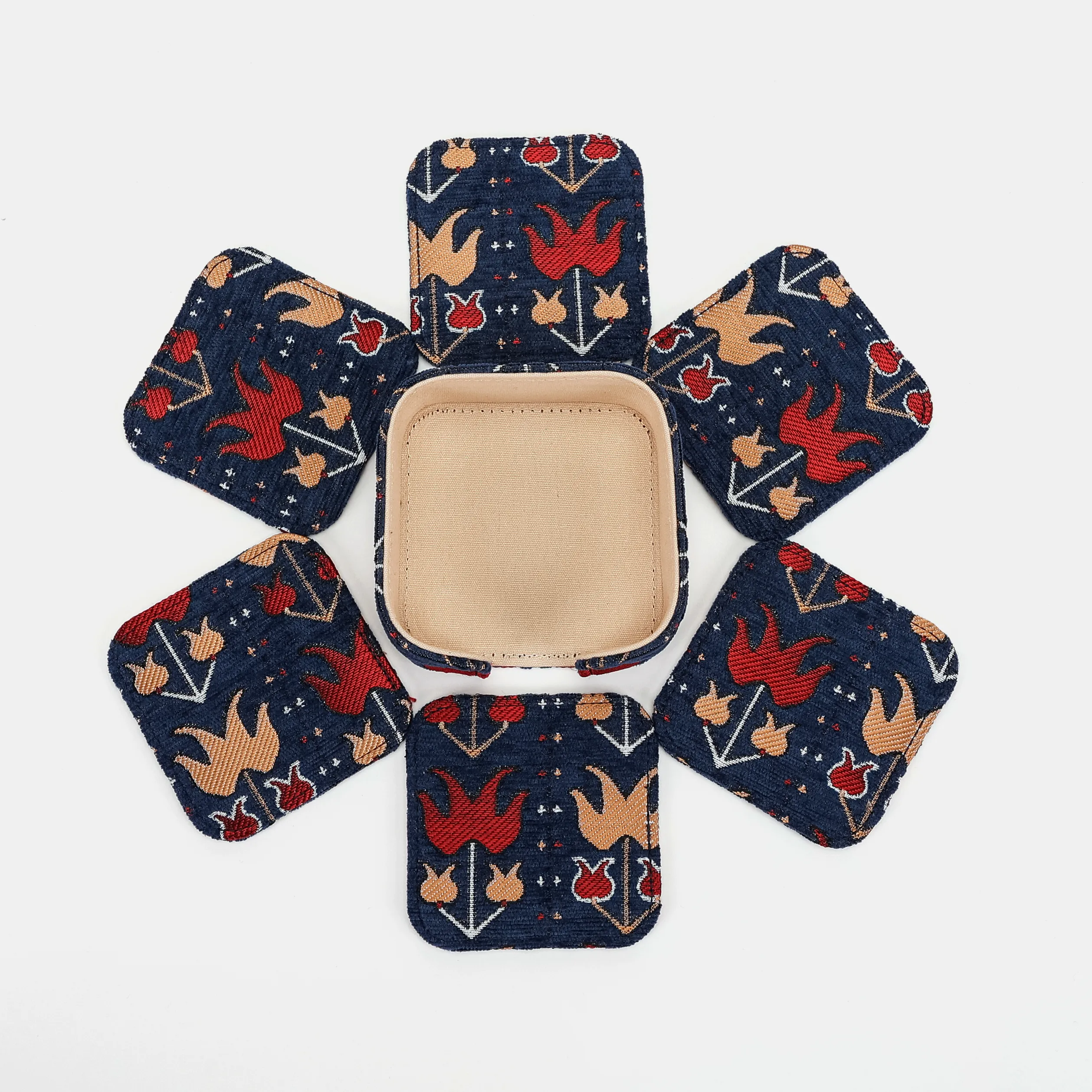 Poppy Bloom Square Coaster Set with Holder - Image 8