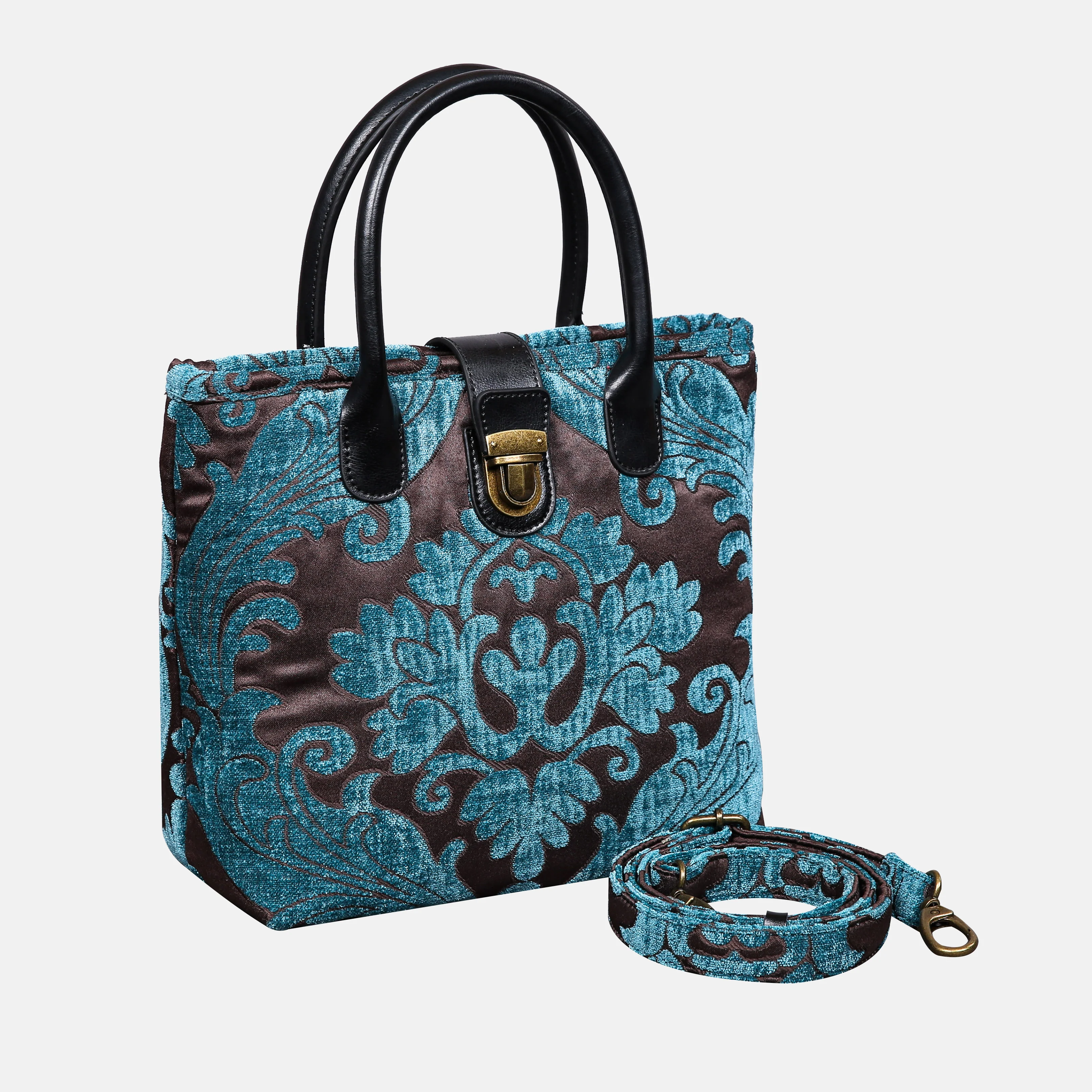 Queen Azure Blue Tuck Lock Carpet Satchel - Image 2