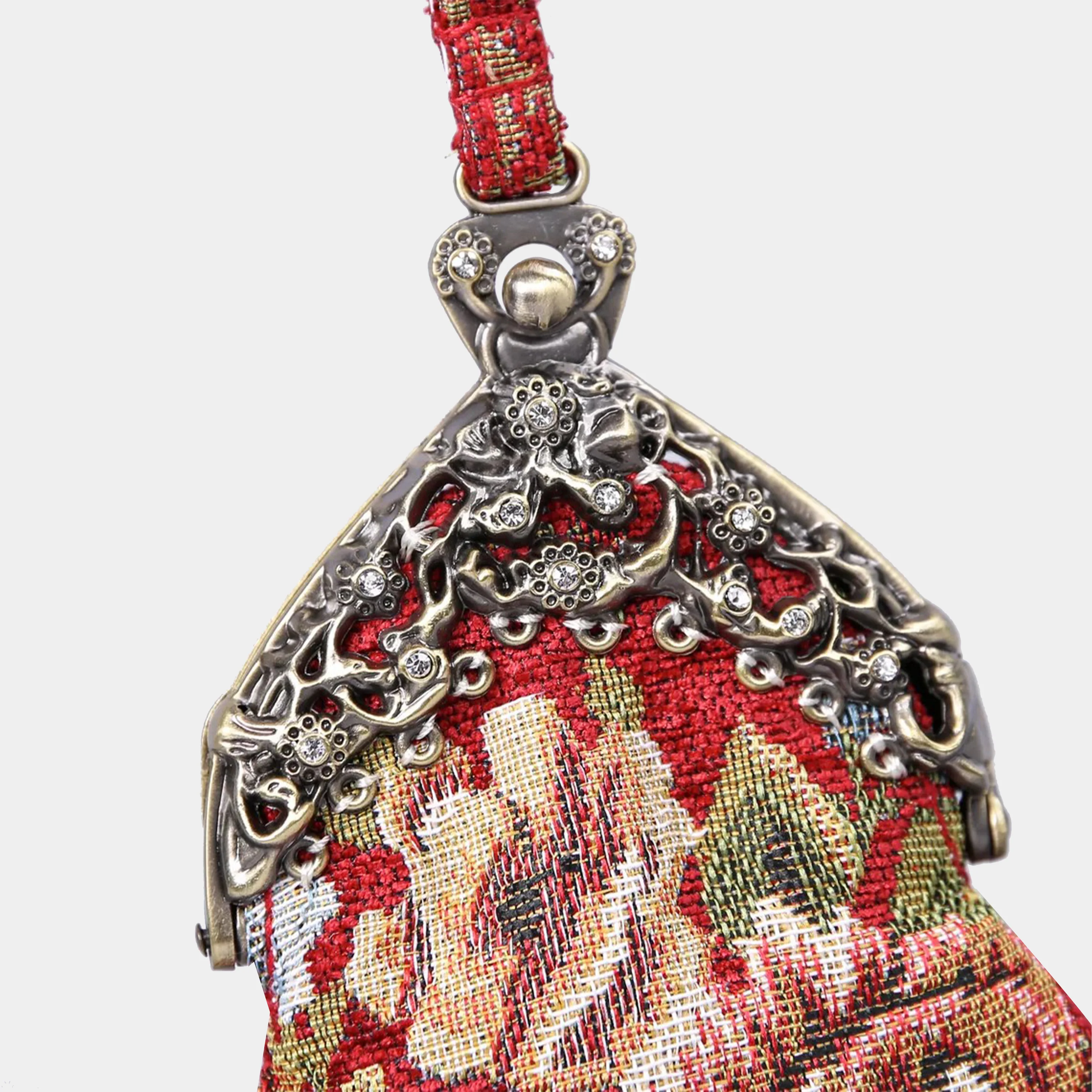 Queen Floral Red Chatelaine Purse Wristlet Bag - Image 4
