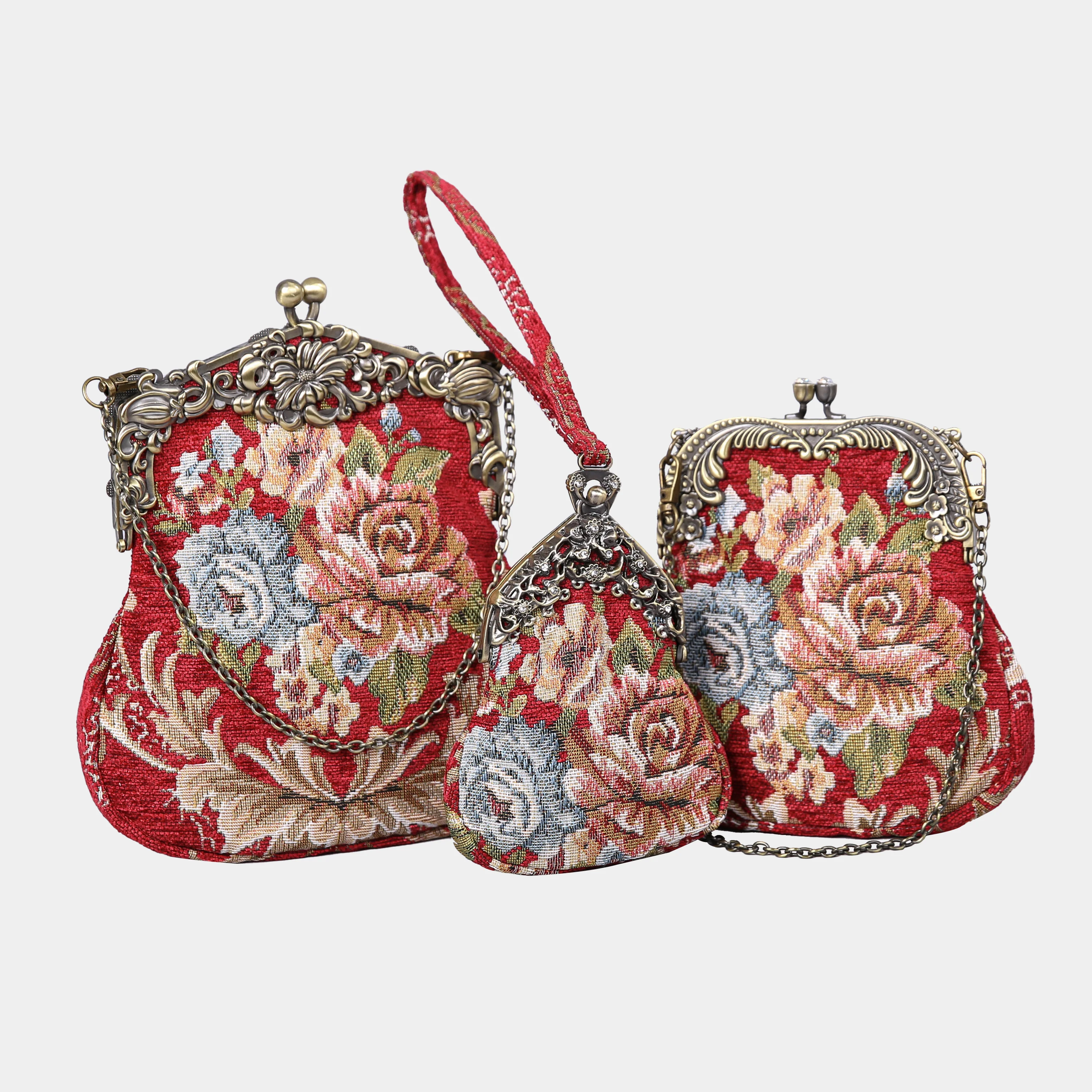 Queen Floral Red Chatelaine Purse Wristlet Bag - Image 5
