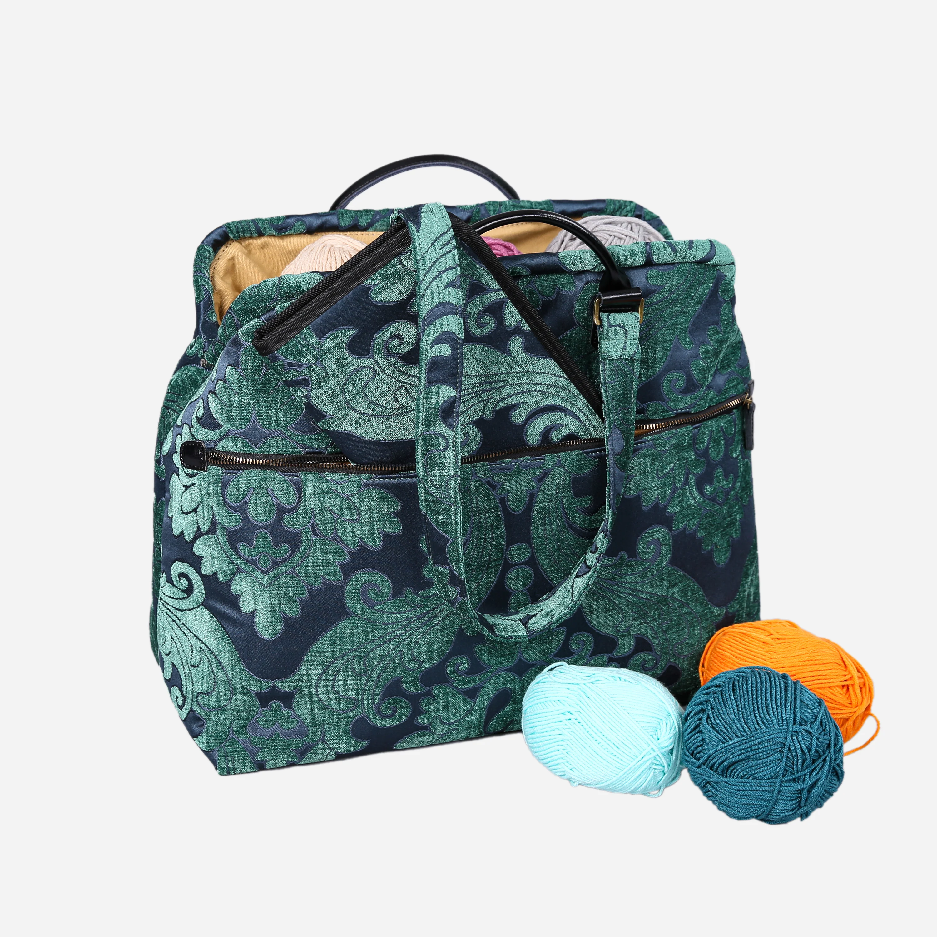 Queen Hunter Green Knitting Project Bag - Image 4