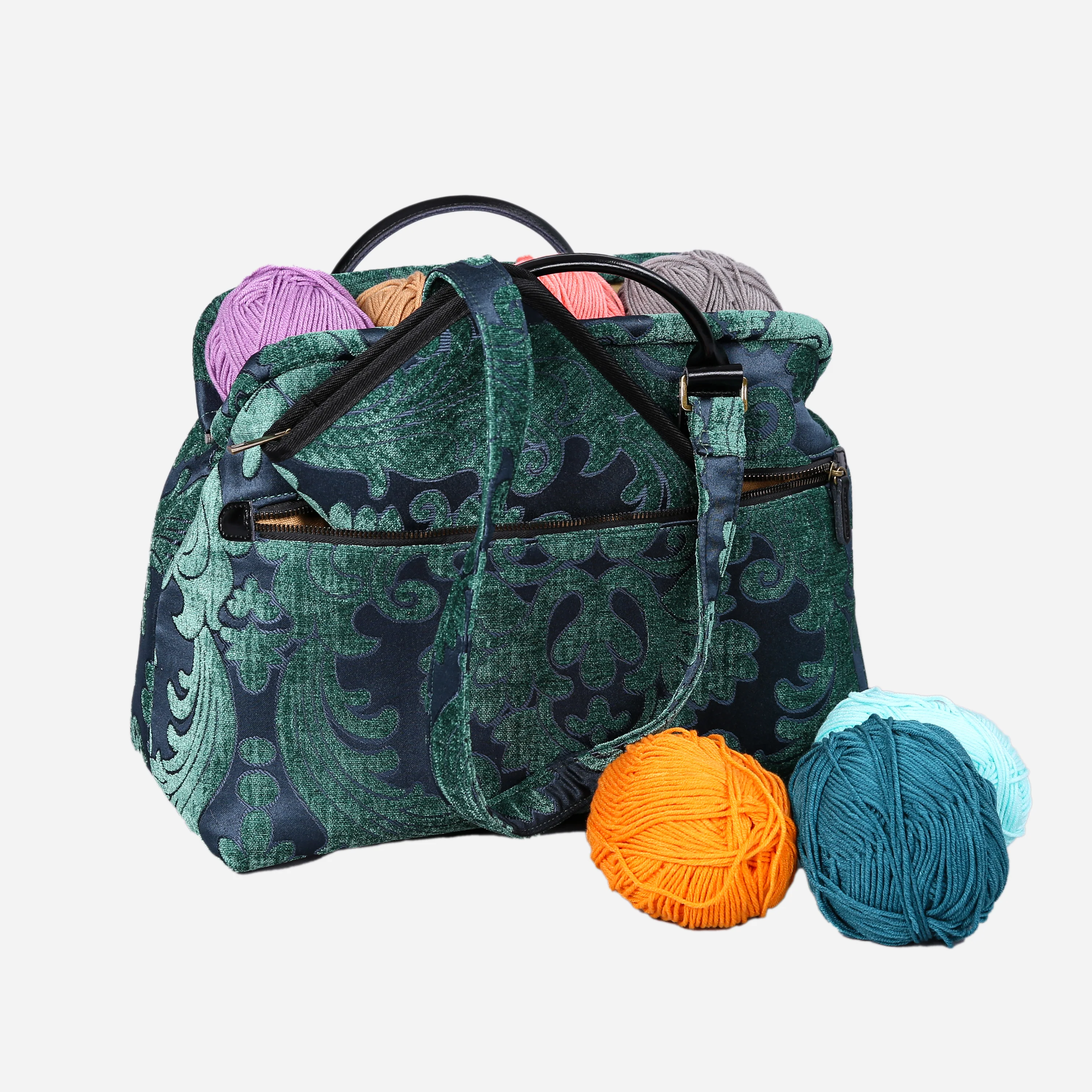 Queen Hunter Green Knitting Project Bag - Image 5