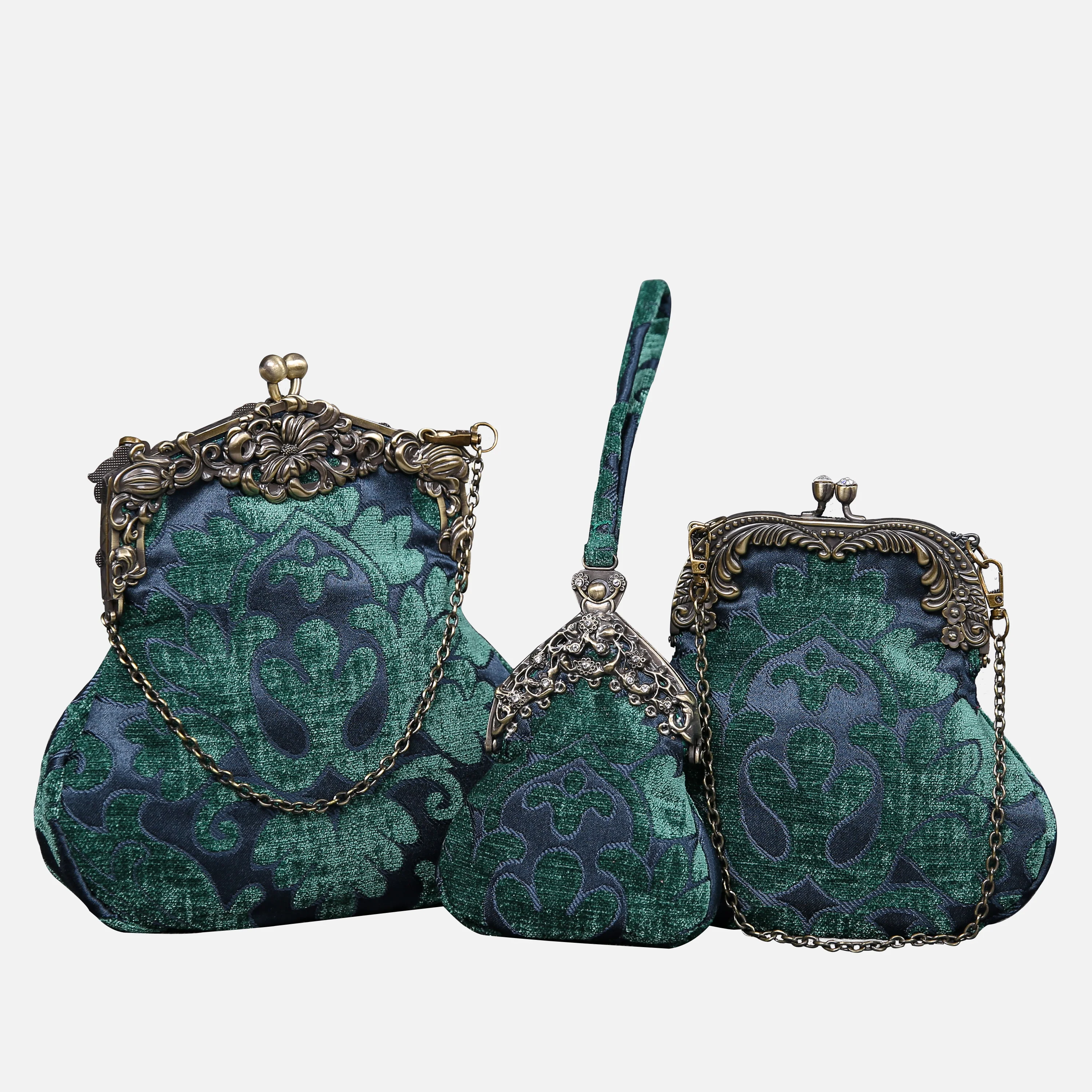 Queen Hunter Green Chatelaine Purse Wristlet Bag - Image 4