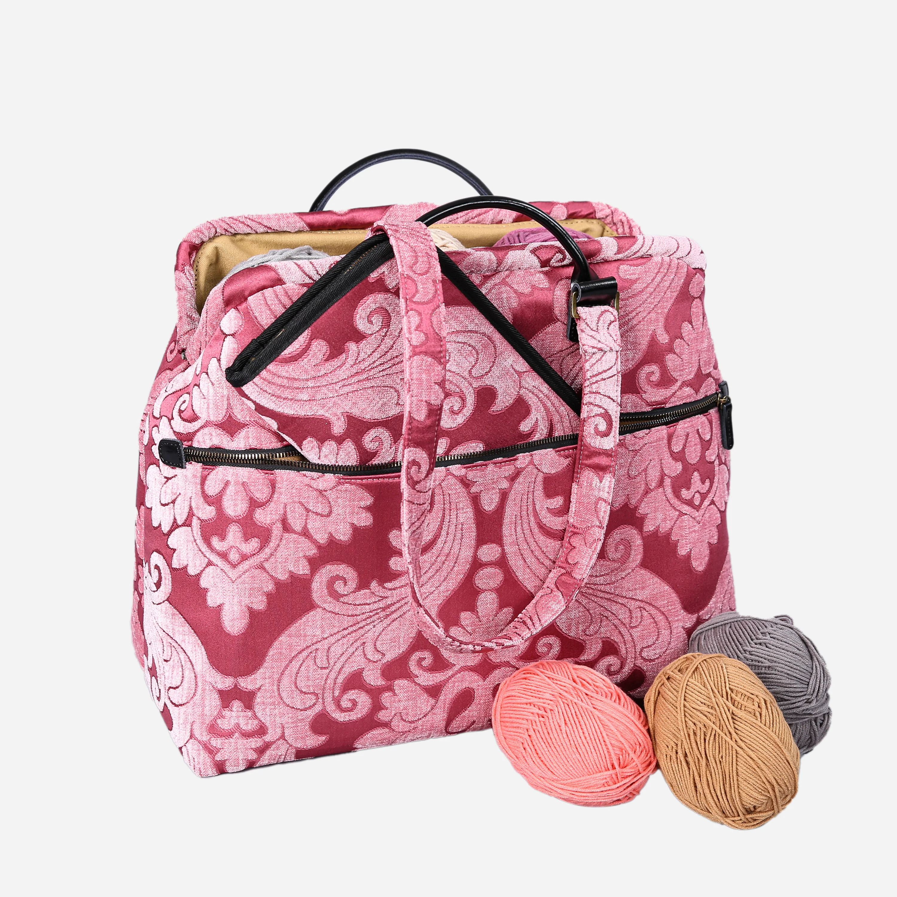 Queen Rose Pink Knitting Project Bag - Image 4
