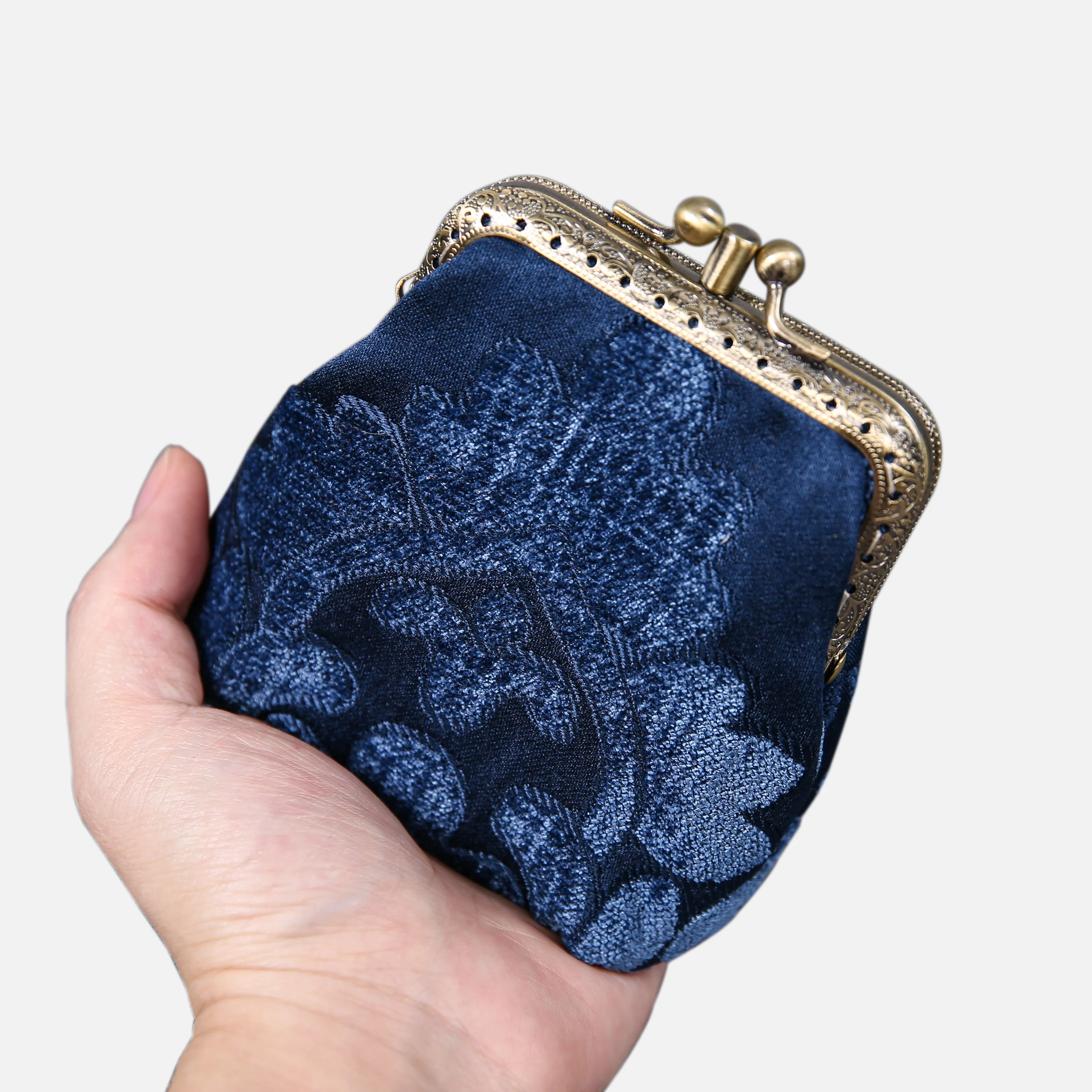 Queen Royal Blue Double Kiss Clasp Coin Purse