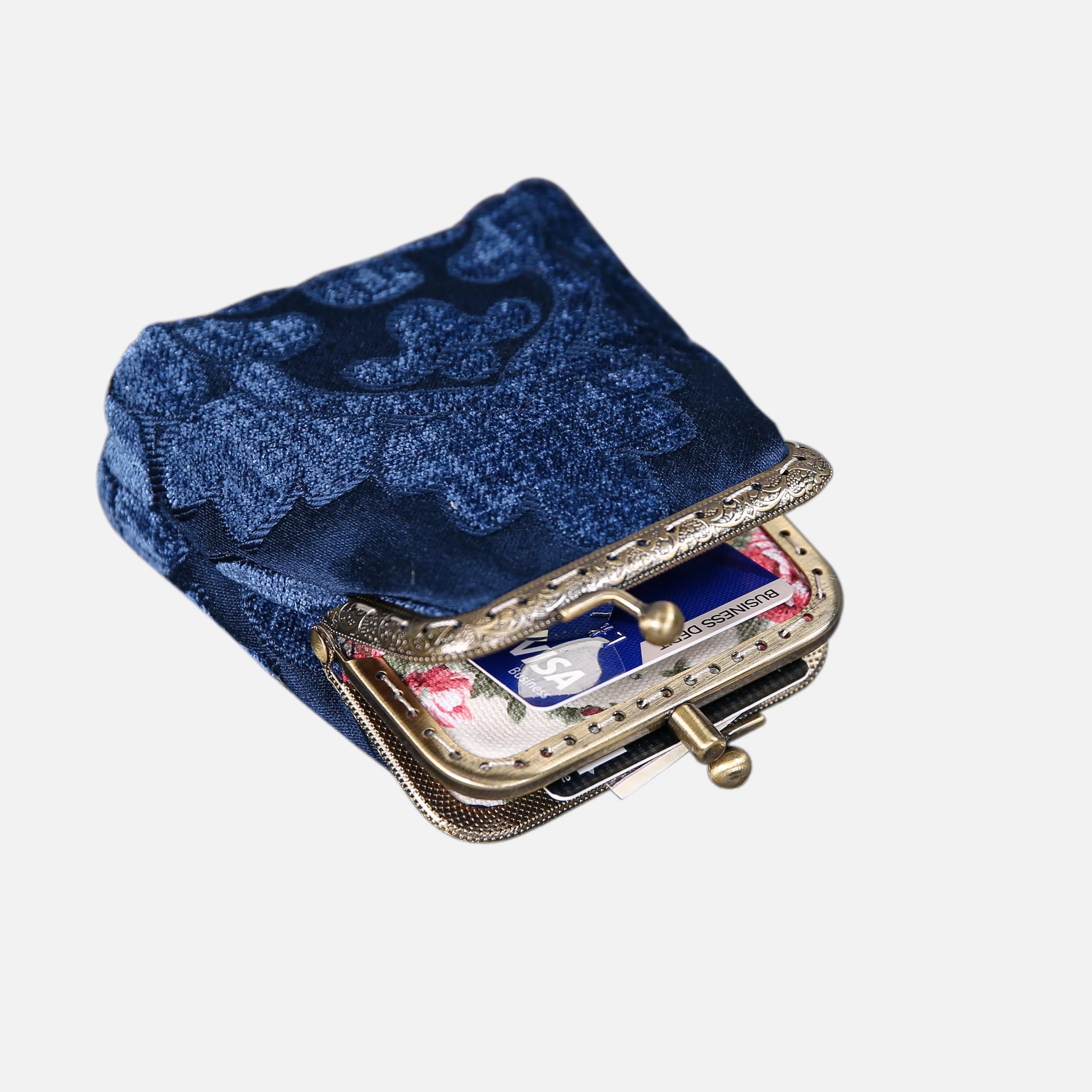 Queen Royal Blue Double Kiss Clasp Coin Purse - Image 5