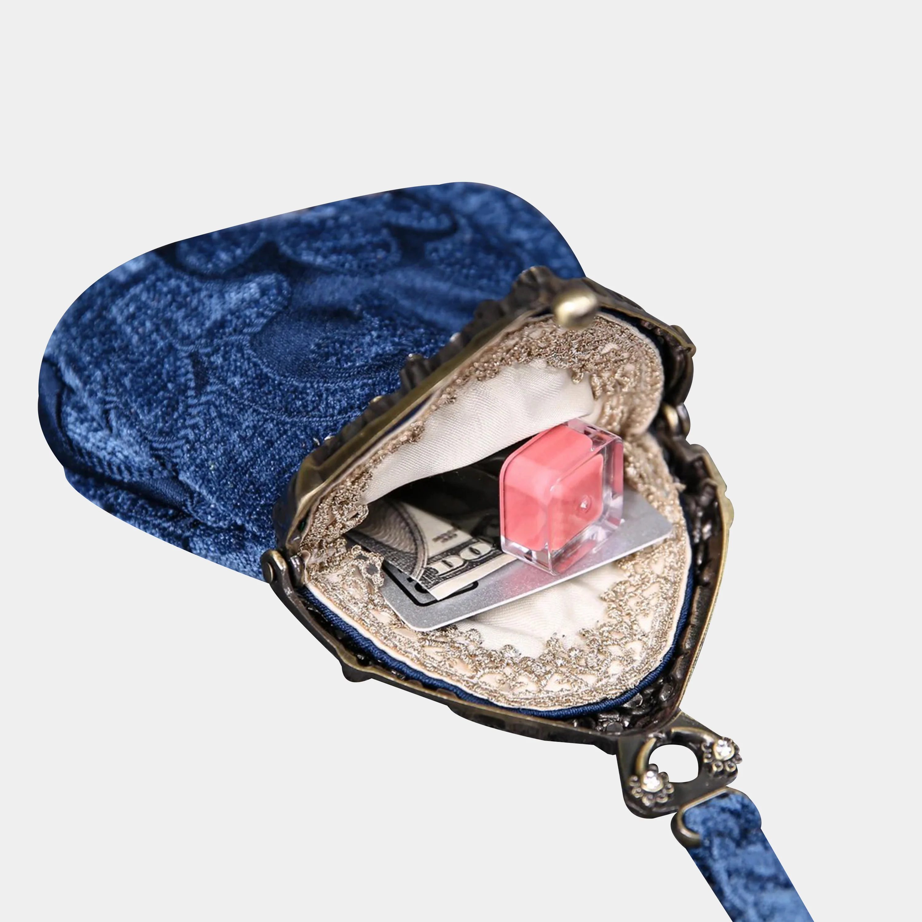 Queen Royal Blue Chatelaine Purse Wristlet Bag - Image 3