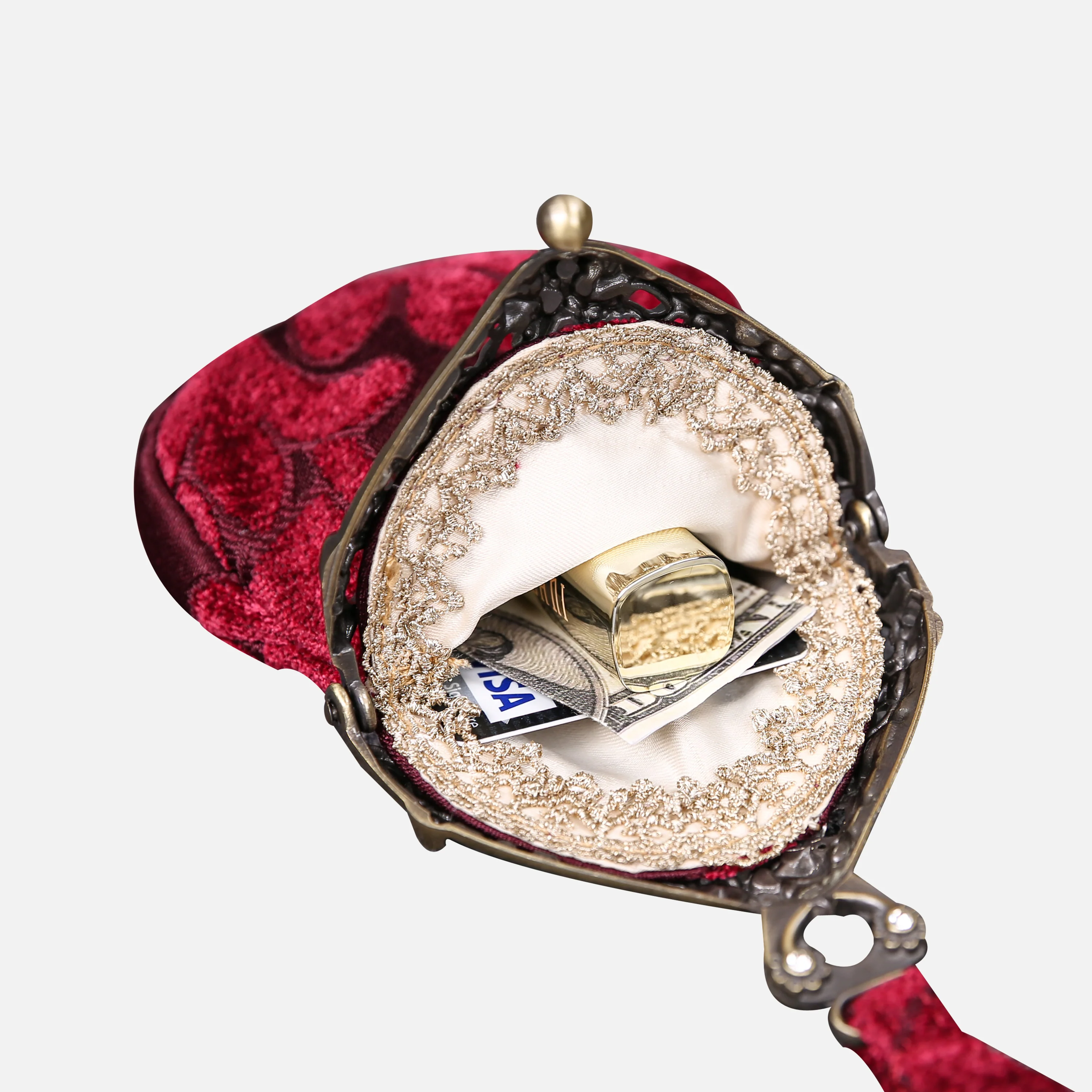 Queen Wine Chatelaine Purse Wristlet Bag - Image 4