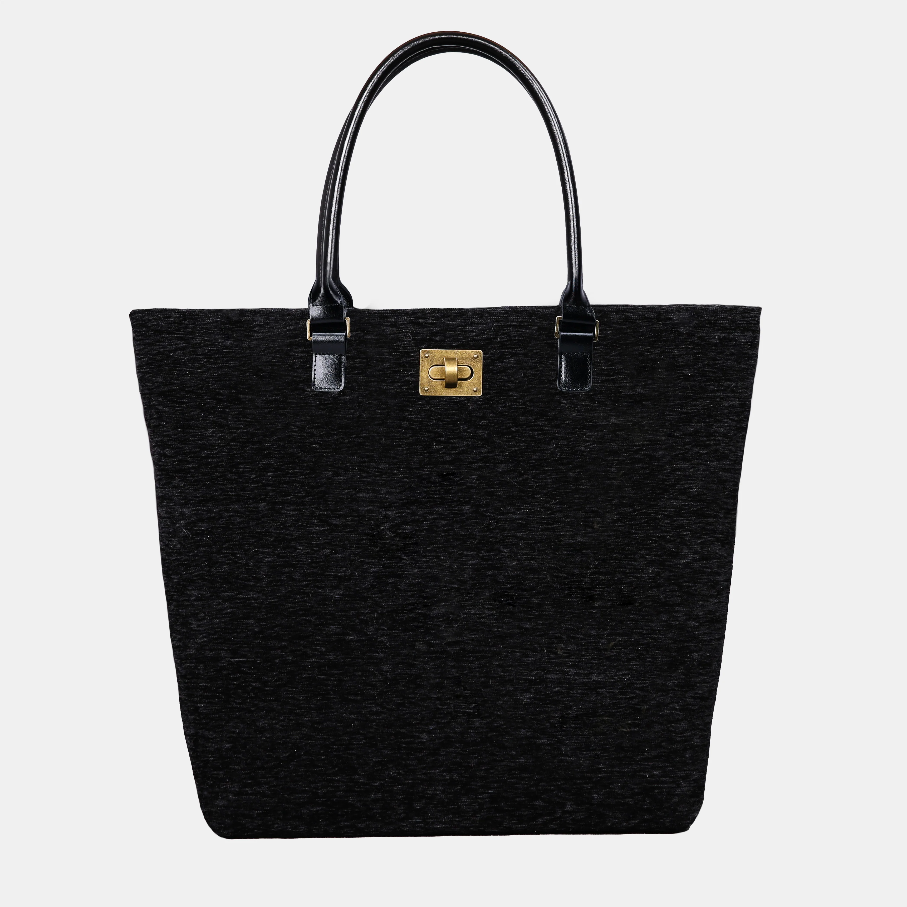 Solid Black Carpet Tote Shopper