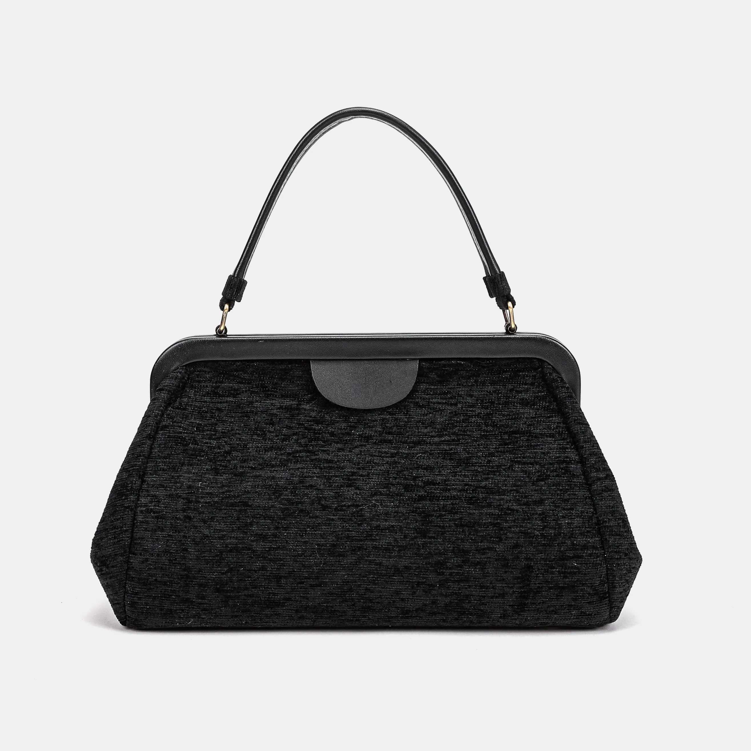 Solid Black Top Handle Purse