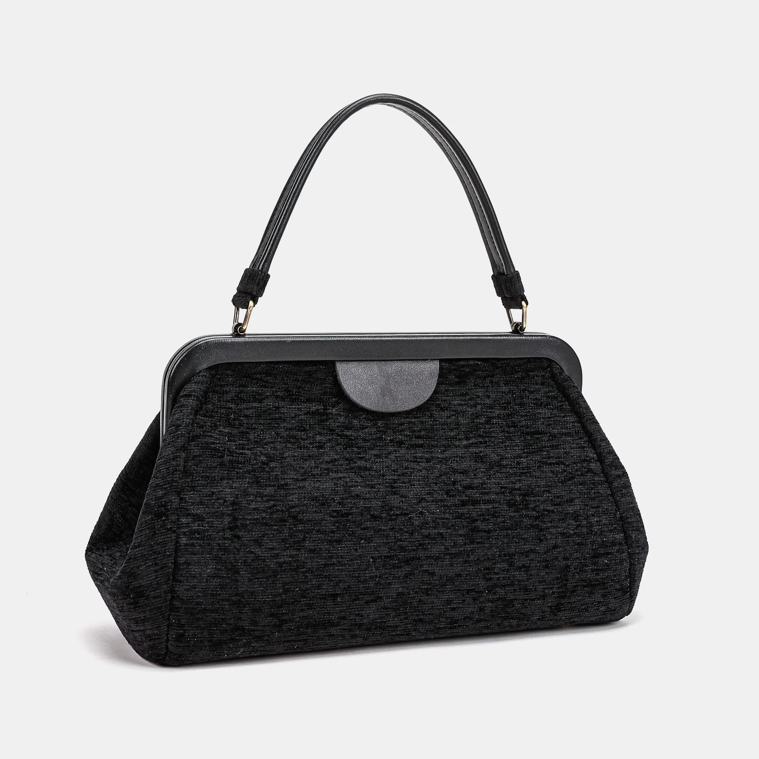 Solid Black Top Handle Purse - Image 2