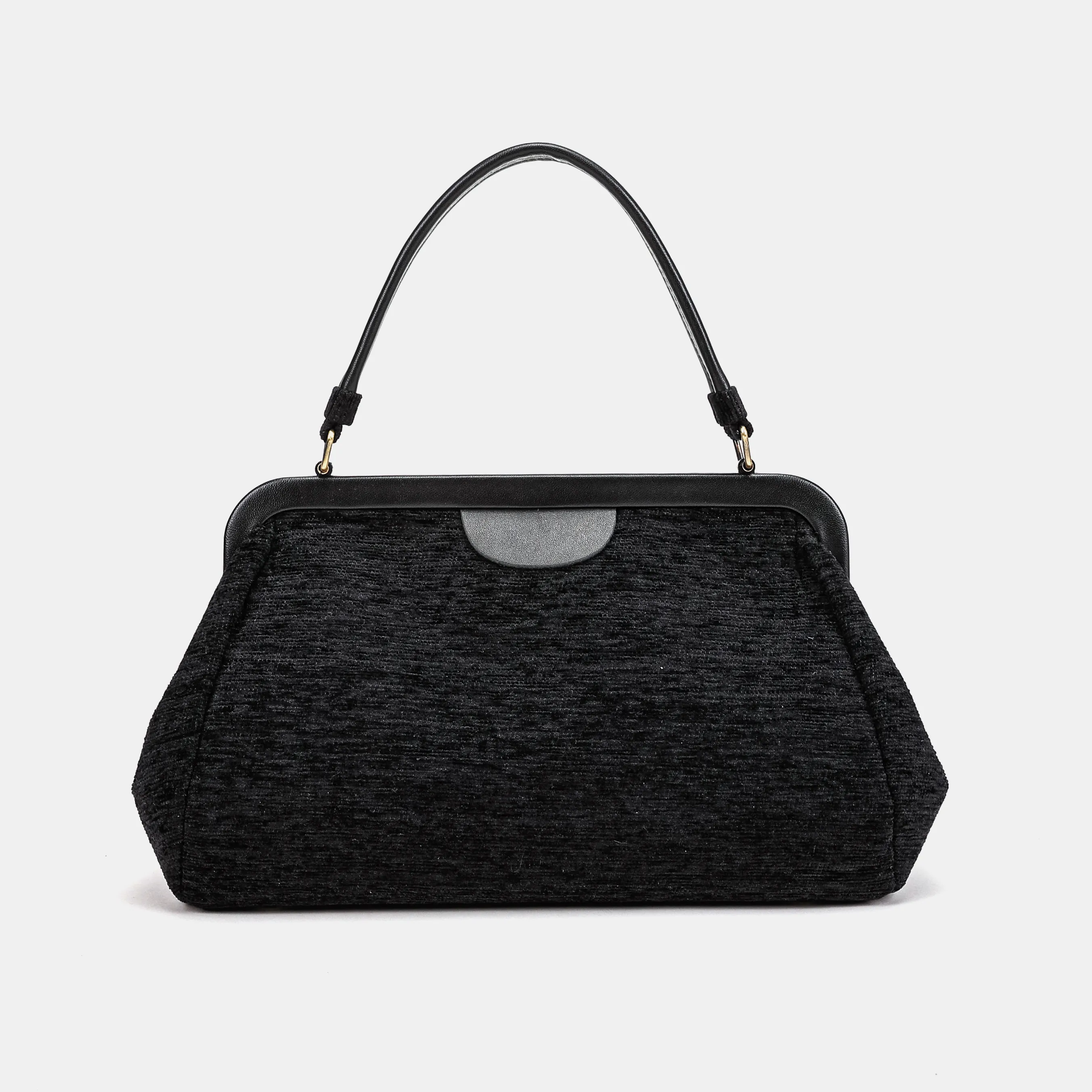 Solid Black Top Handle Purse - Image 4