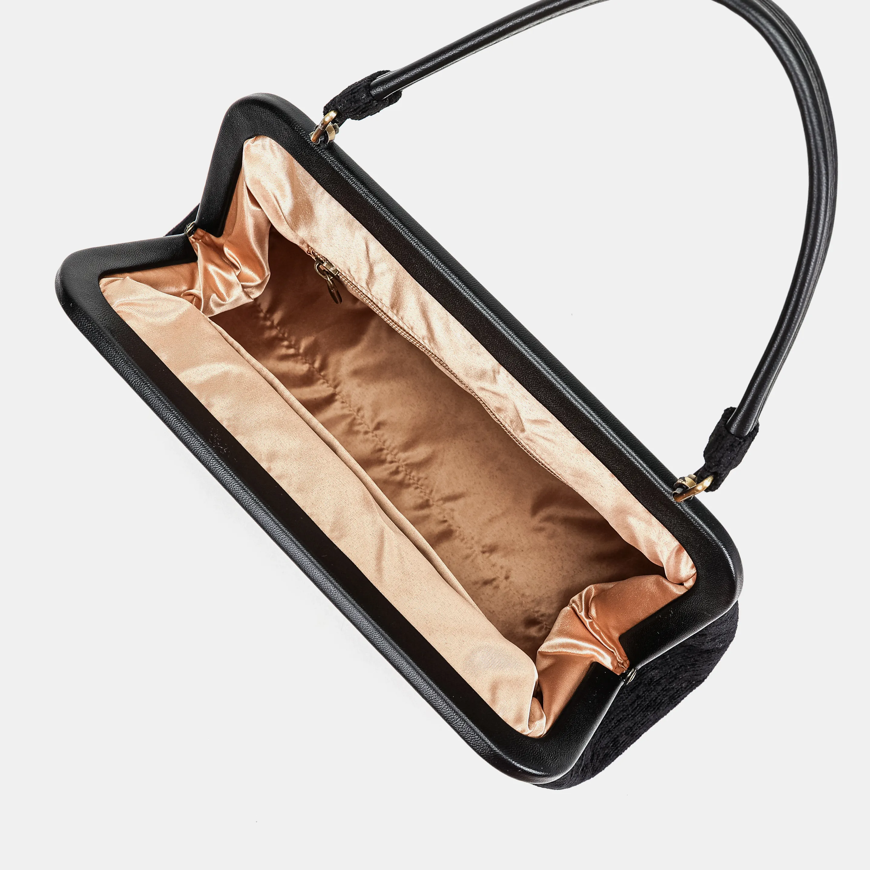 Solid Black Top Handle Purse - Image 6