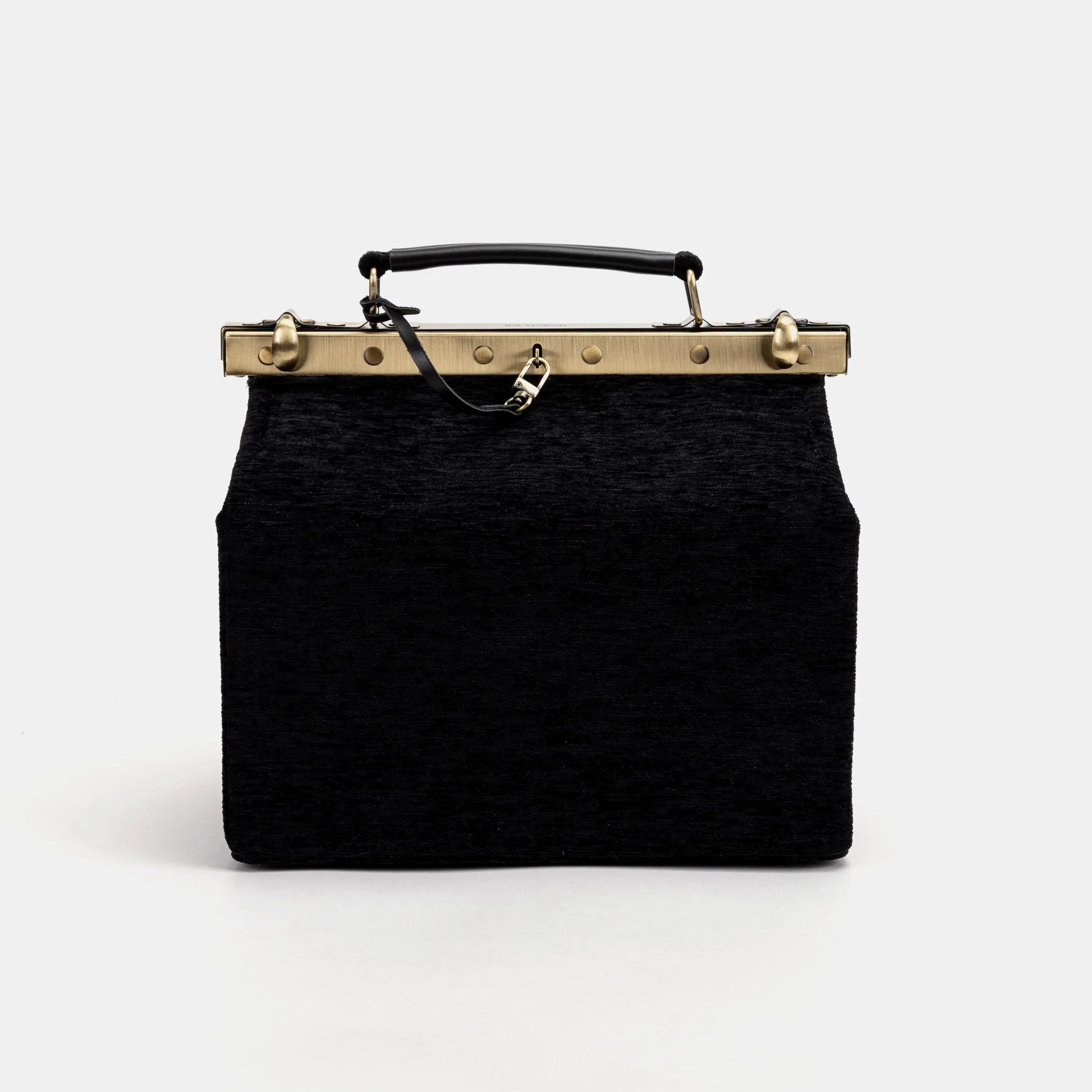 Solid Black Vivienne Carpet Purse Gladstone Bag