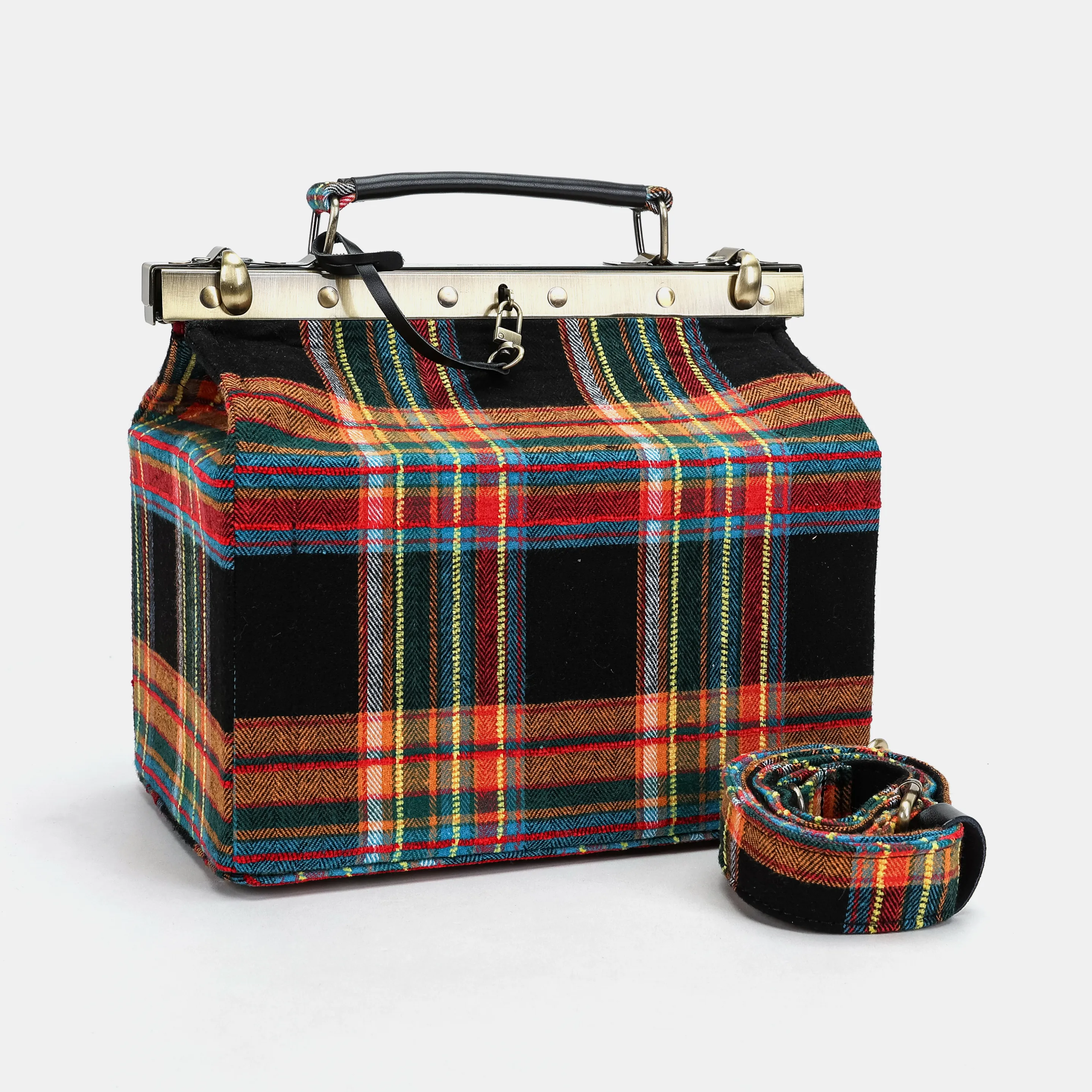 Tartan Stewart Black Vivienne Carpet Purse Gladstone Bag - Image 5