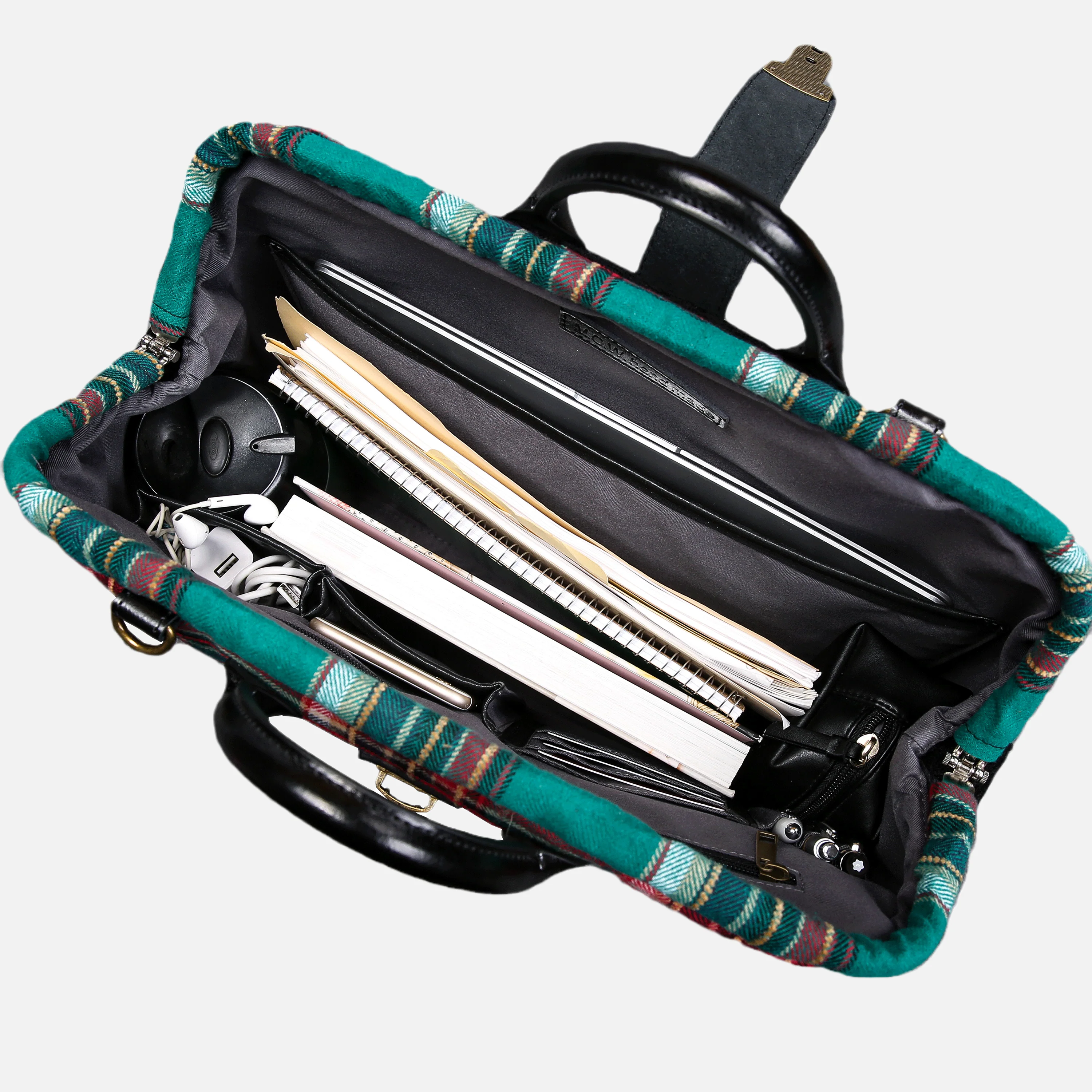 Tartan Stewart Green Laptop Work Bag - Image 4