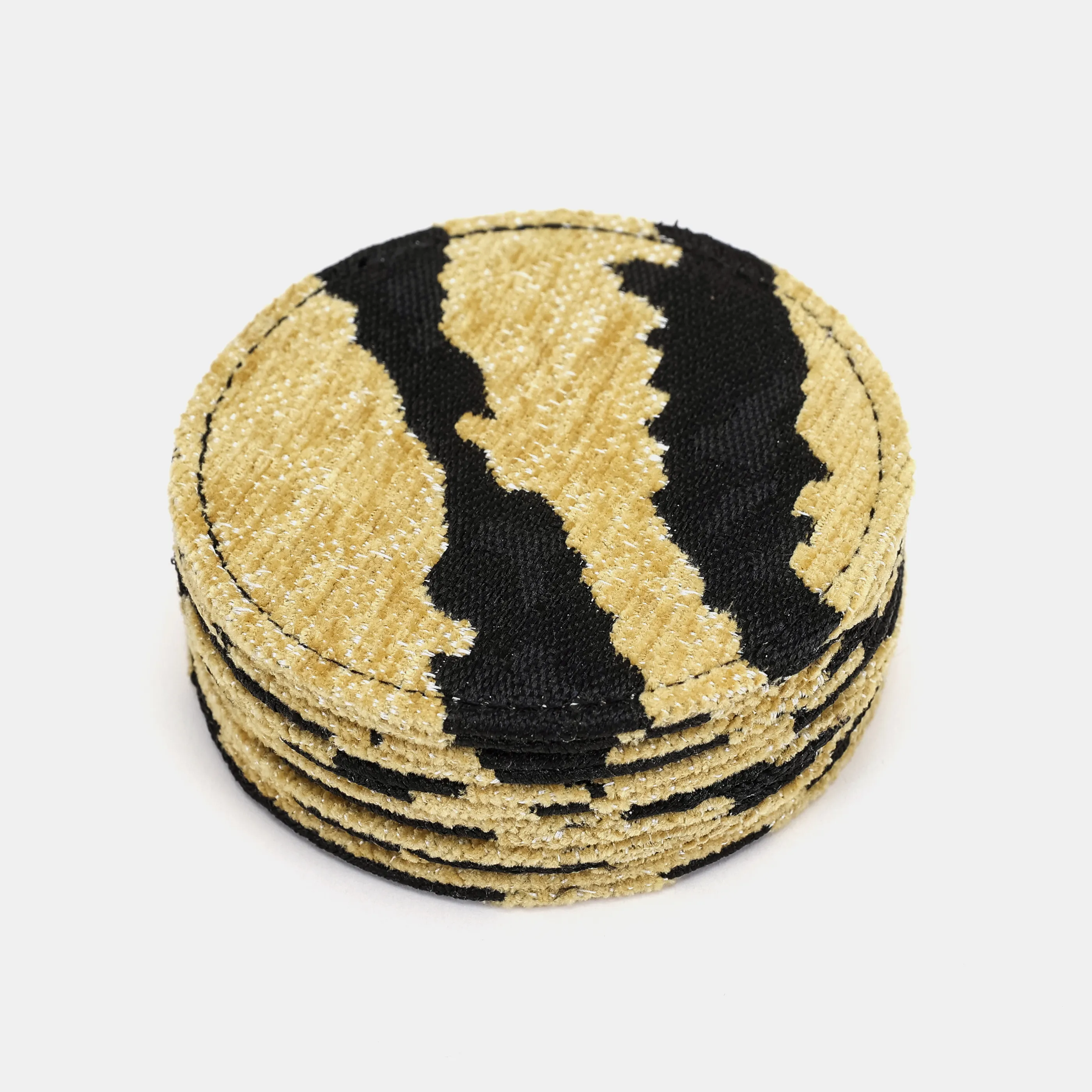 Tiger Stripe Round Coaster Set with Holder - Image 4