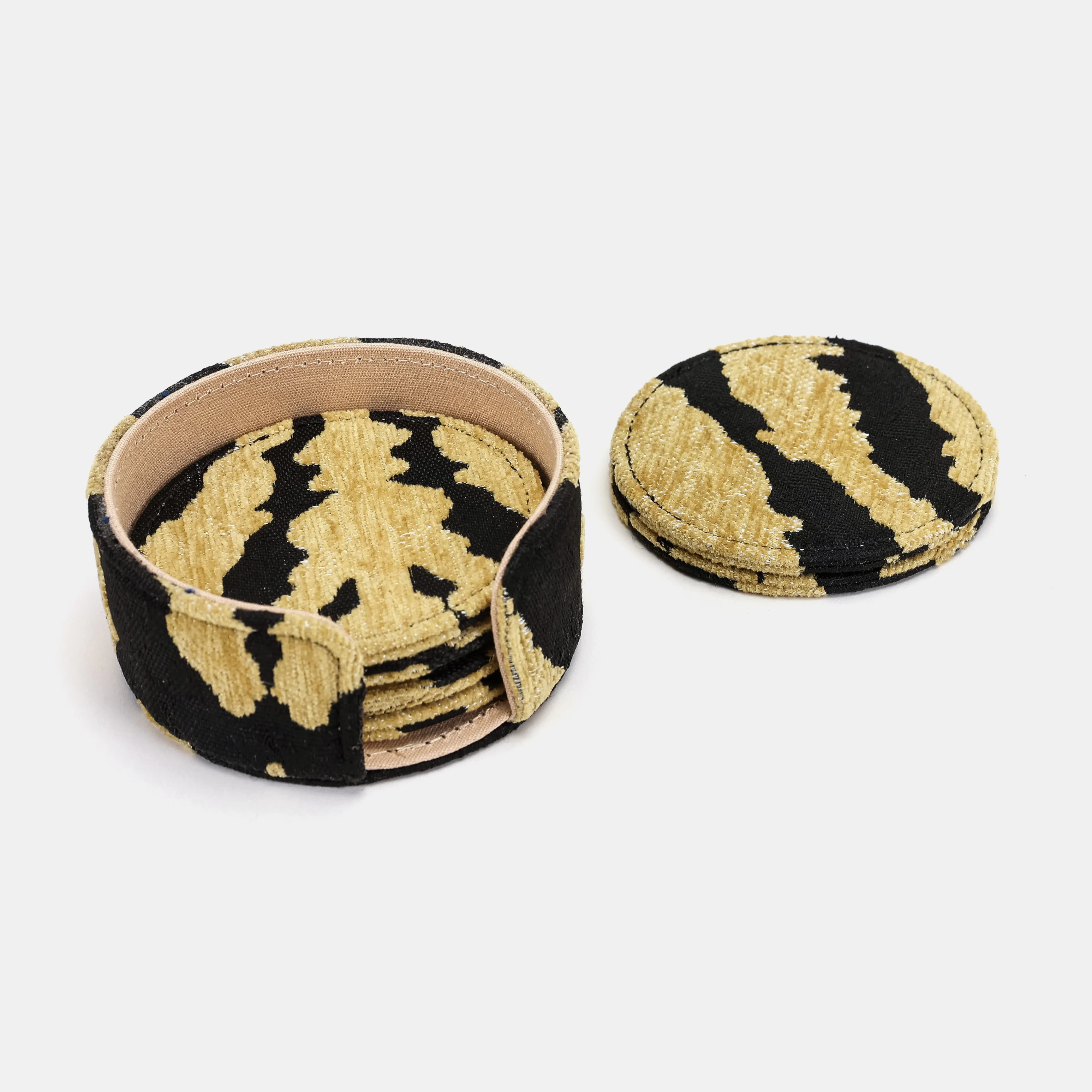 Tiger Stripe Round Coaster Set with Holder - Image 6