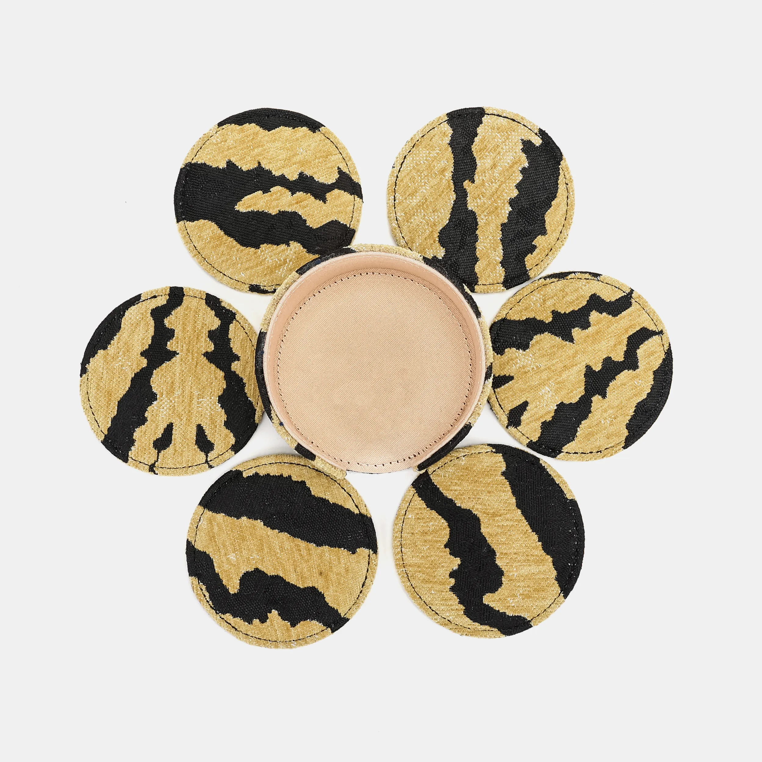 Tiger Stripe Round Coaster Set with Holder - Image 8