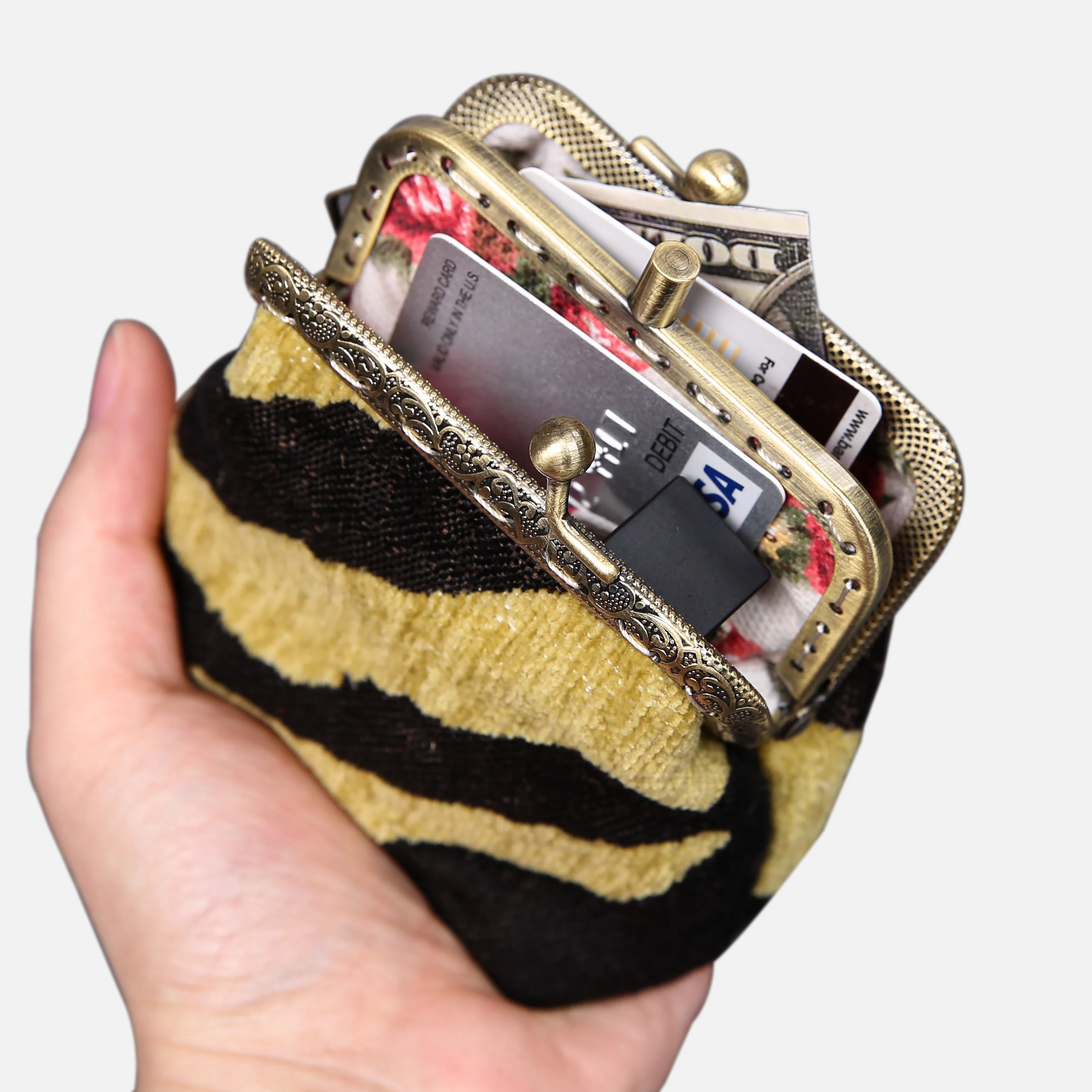 Tiger Stripe Double Kiss Clasp Coin Purse - Image 2