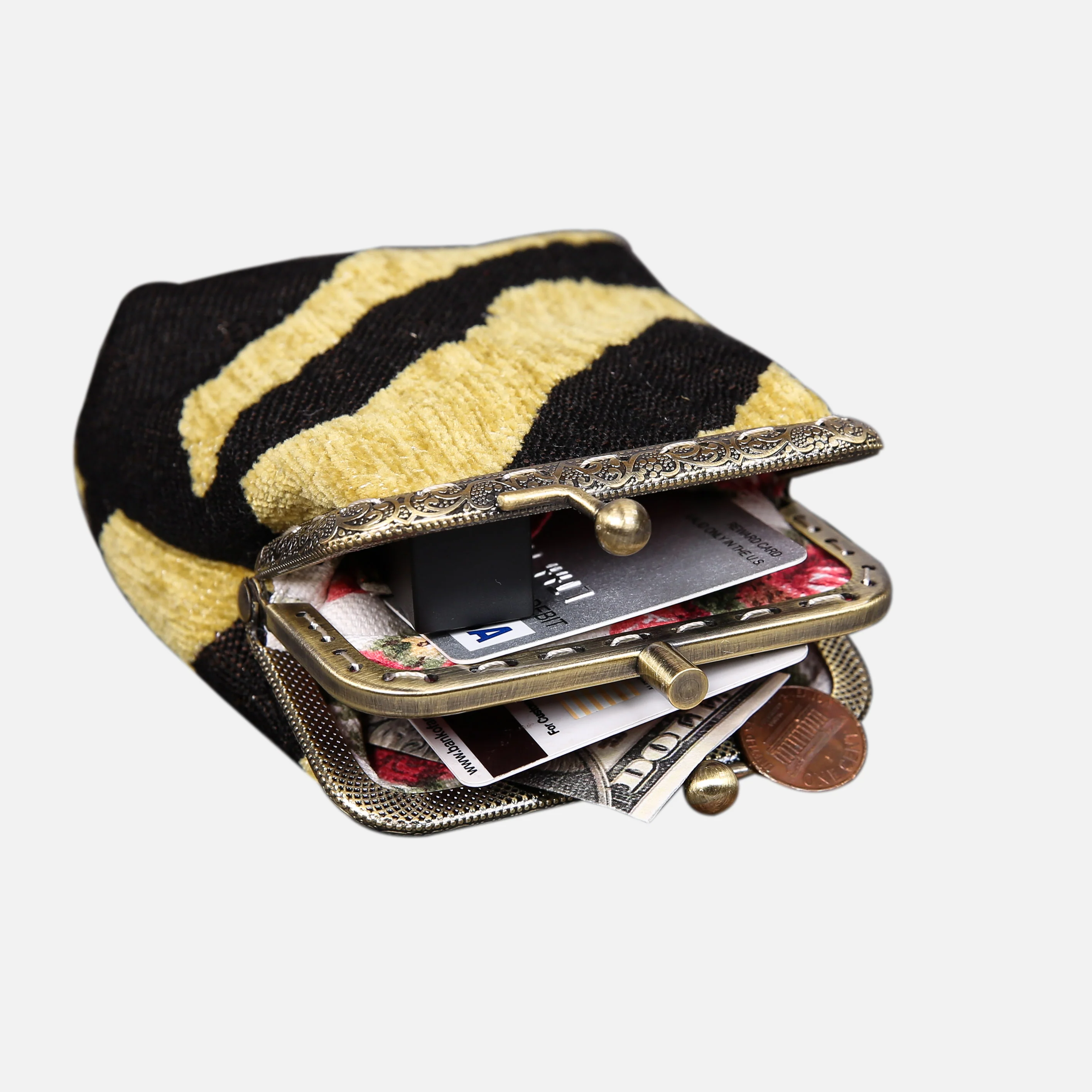 Tiger Stripe Double Kiss Clasp Coin Purse - Image 4