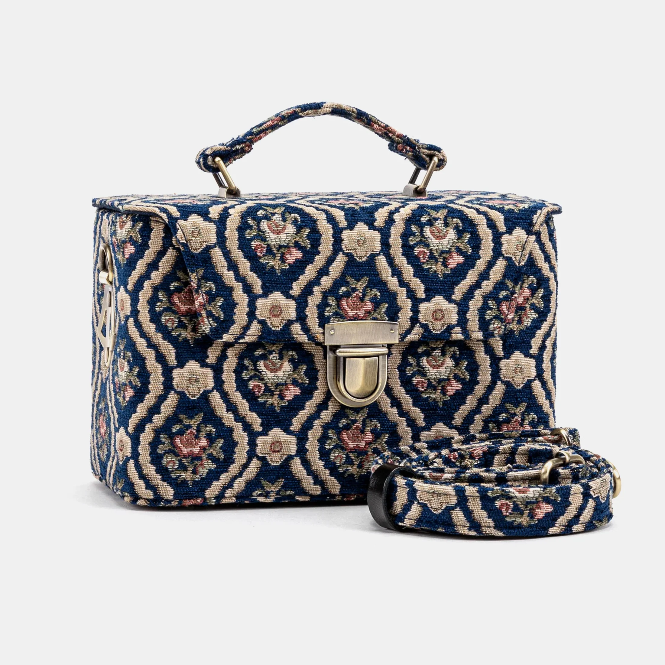 Traditional Blue Clara Medium Train Case Purse