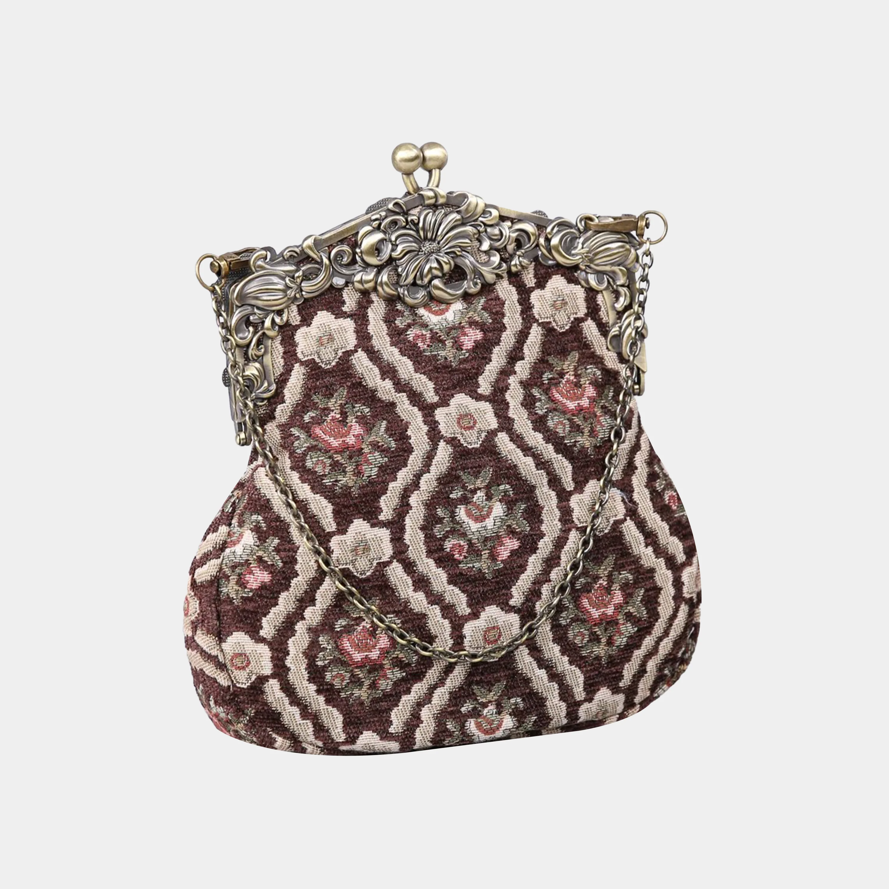 Traditional Brown Chatelaine Purse Large