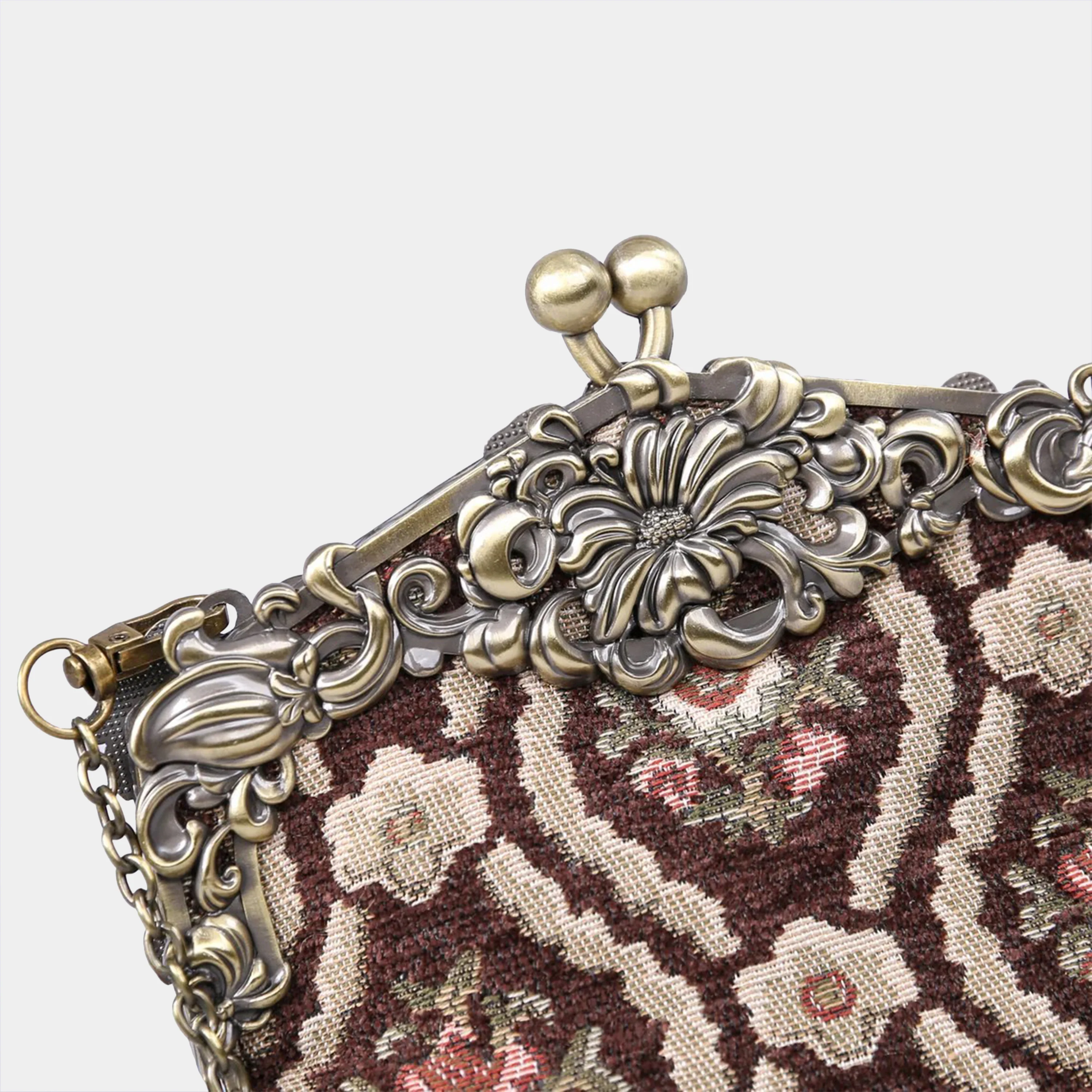 Traditional Brown Chatelaine Purse Large - Image 5