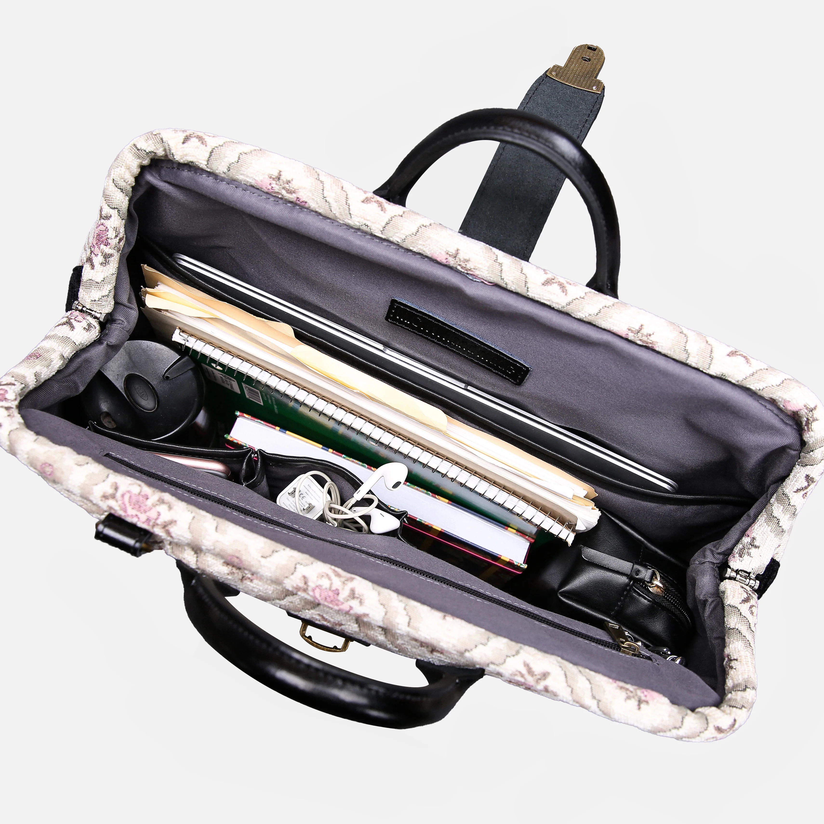 Traditional Cream Laptop Work Bag - Image 5