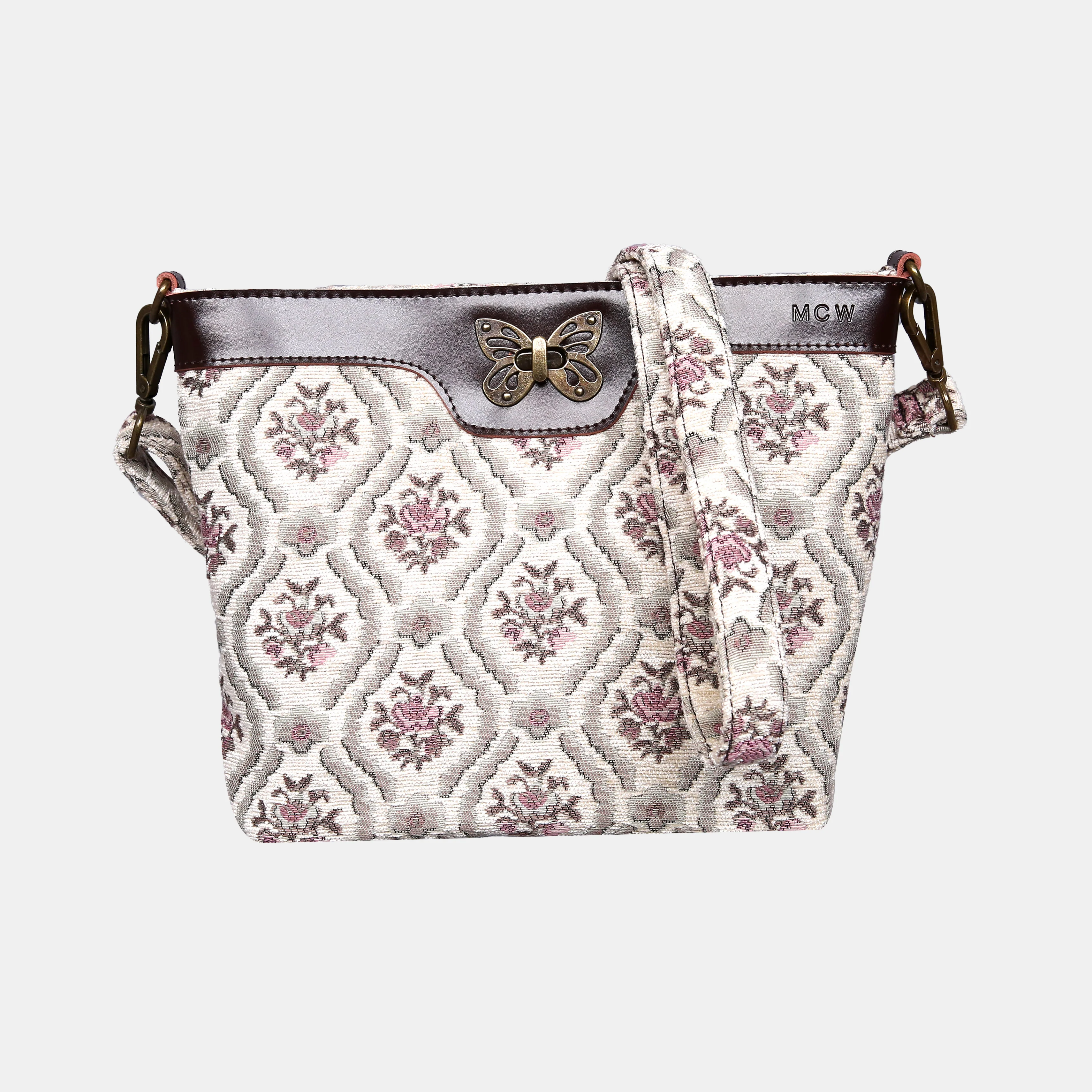 Traditional Cream Butterfly Crossbody Bag