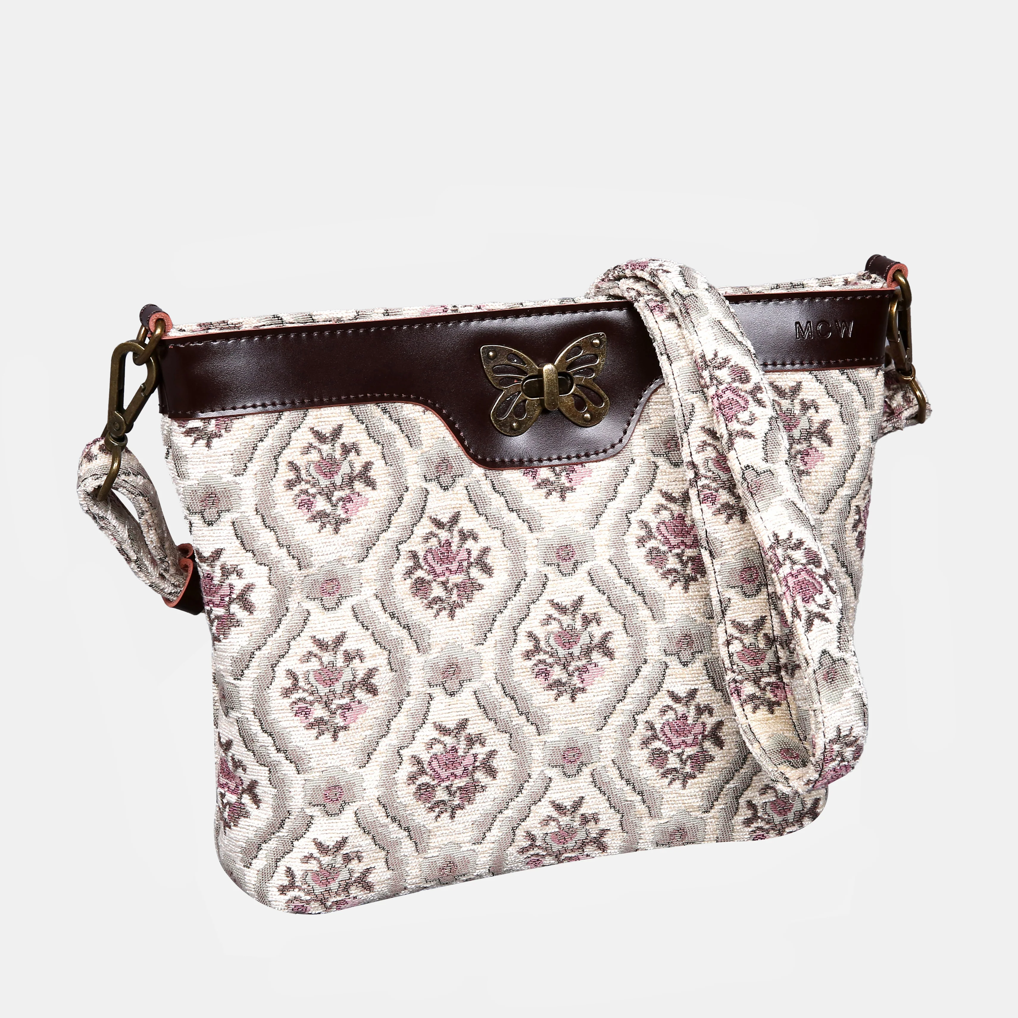 Traditional Cream Butterfly Crossbody Bag - Image 2