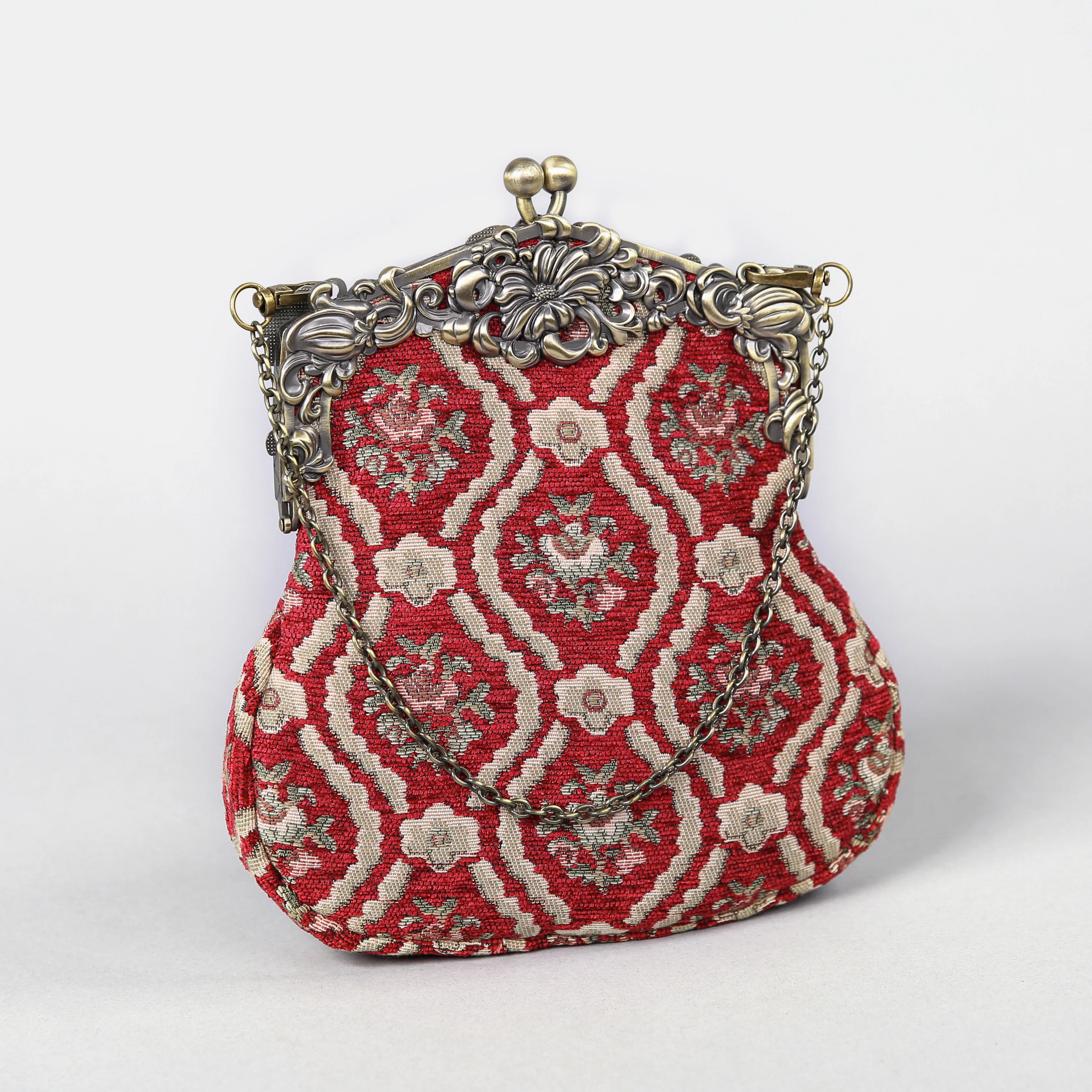 Traditional Red Chatelaine Purse Large