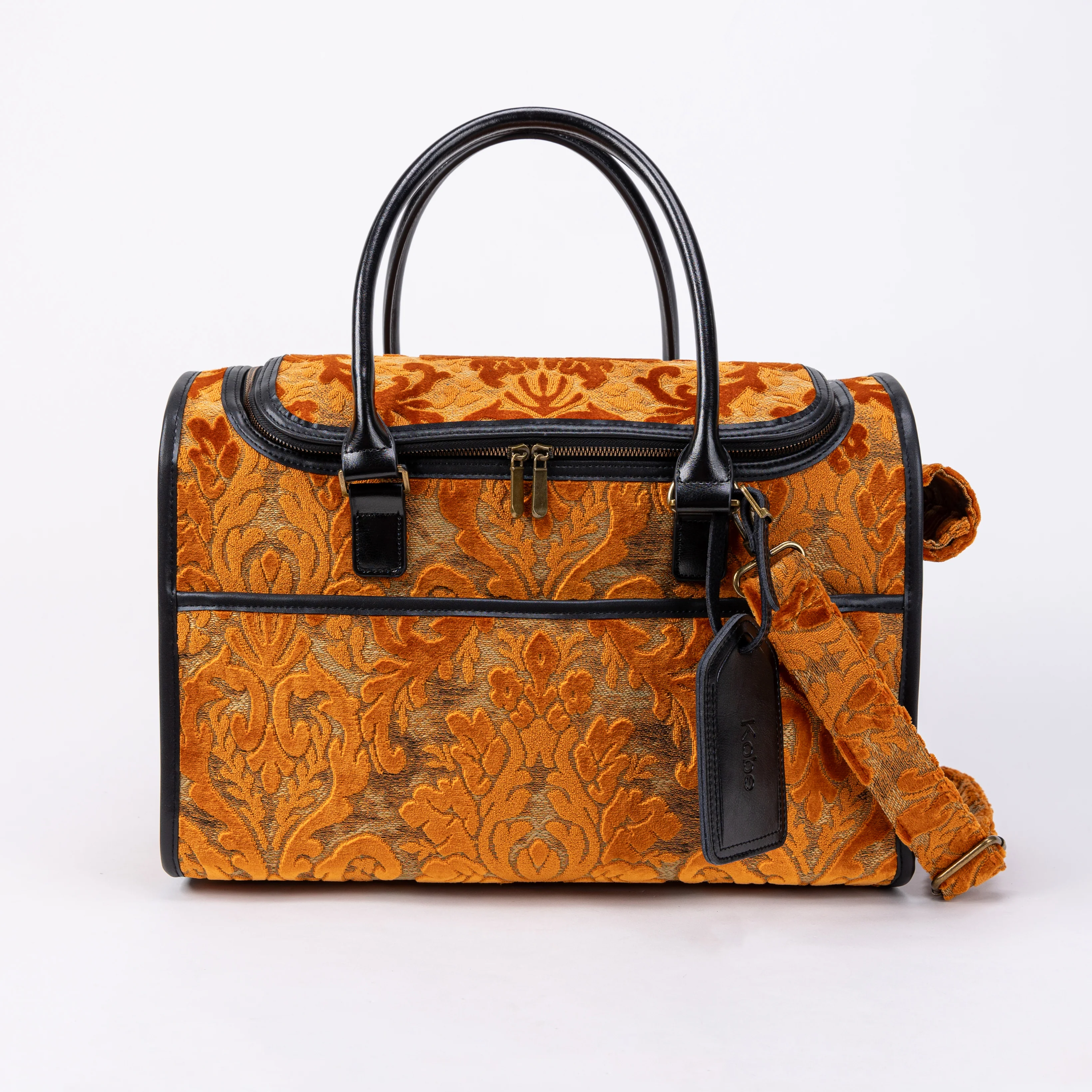 Travel Dog Carrier Bag  Burnout Velvet Orange - Image 3