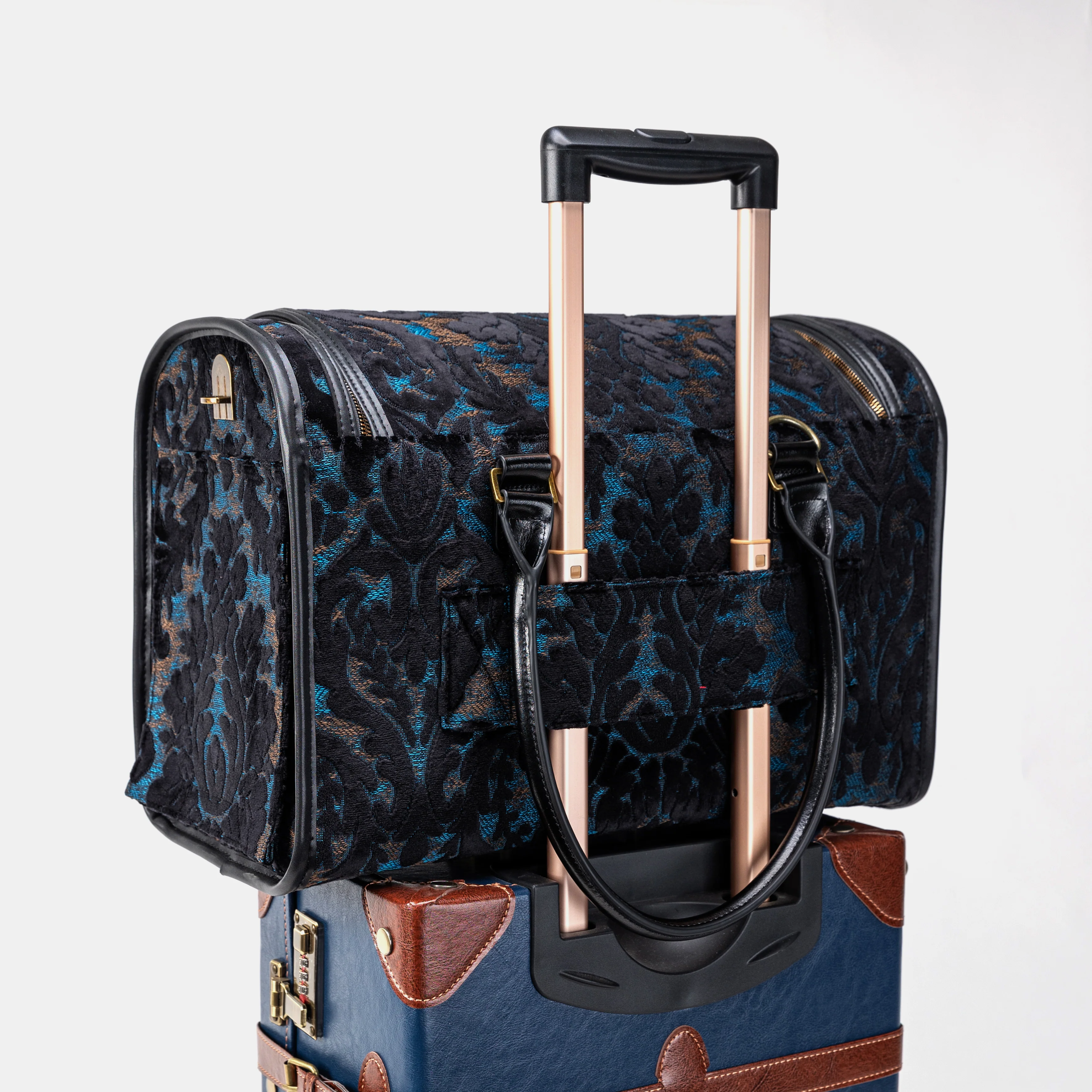 Travel Dog Carrier Bag  Burnout Velvet Black - Image 10