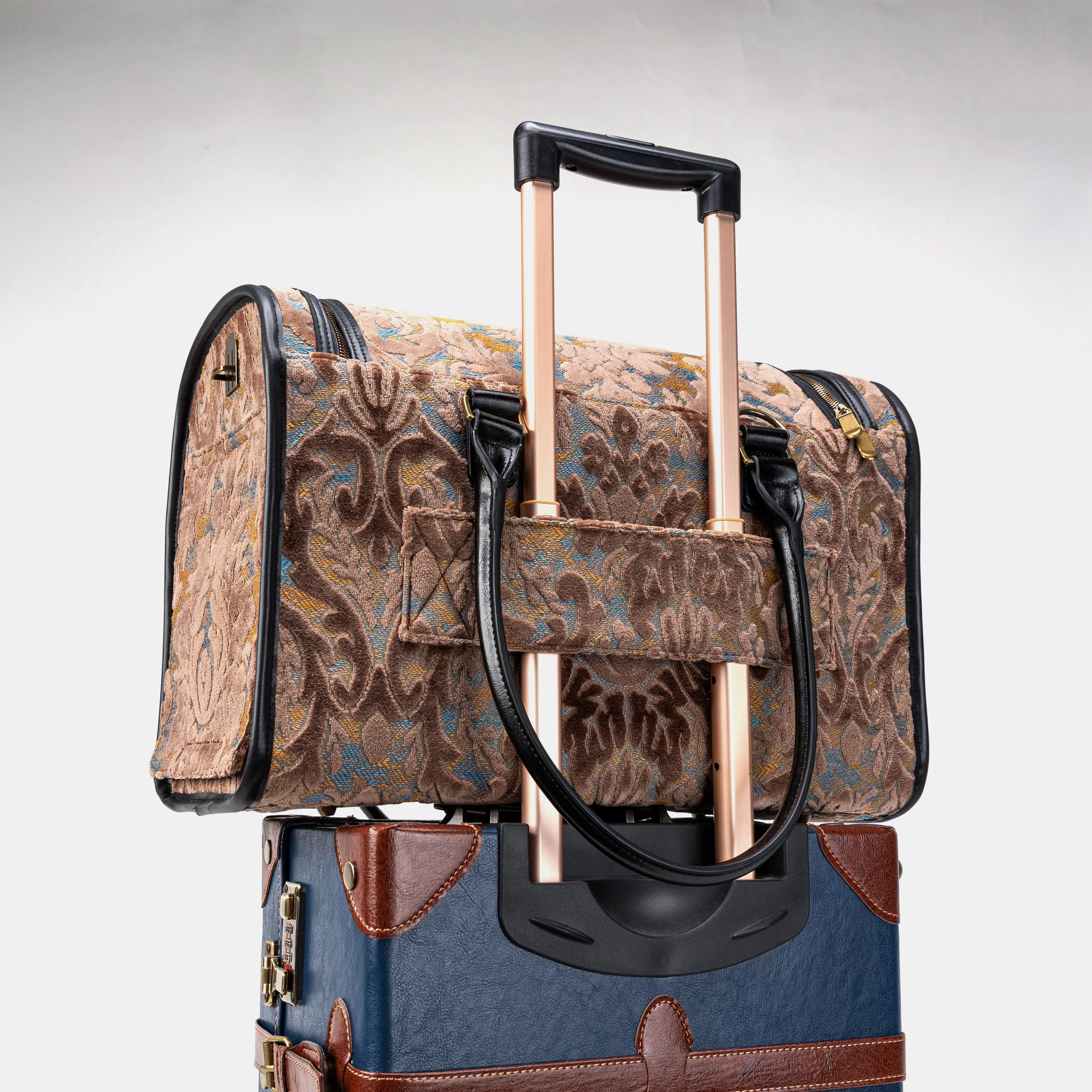Travel Dog Carrier Bag  Burnout Velvet Camel - Image 11
