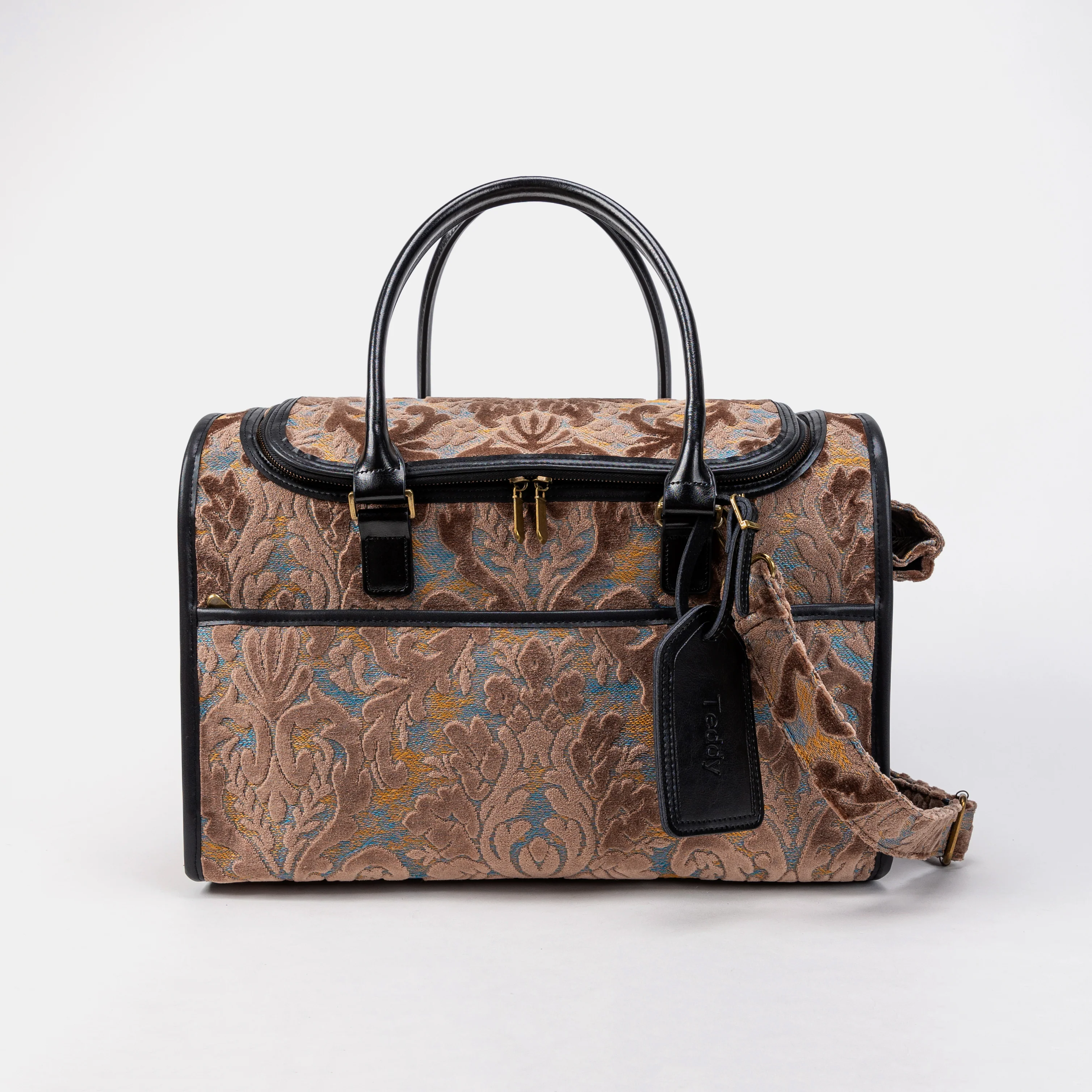 Travel Dog Carrier Bag  Burnout Velvet Camel - Image 3