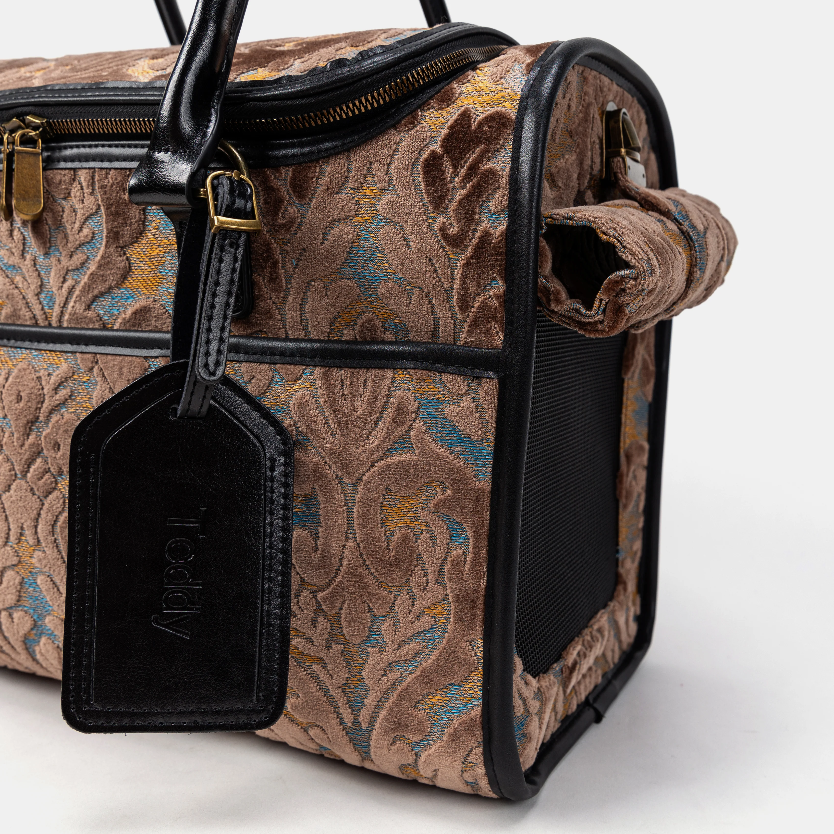 Travel Dog Carrier Bag  Burnout Velvet Camel - Image 7