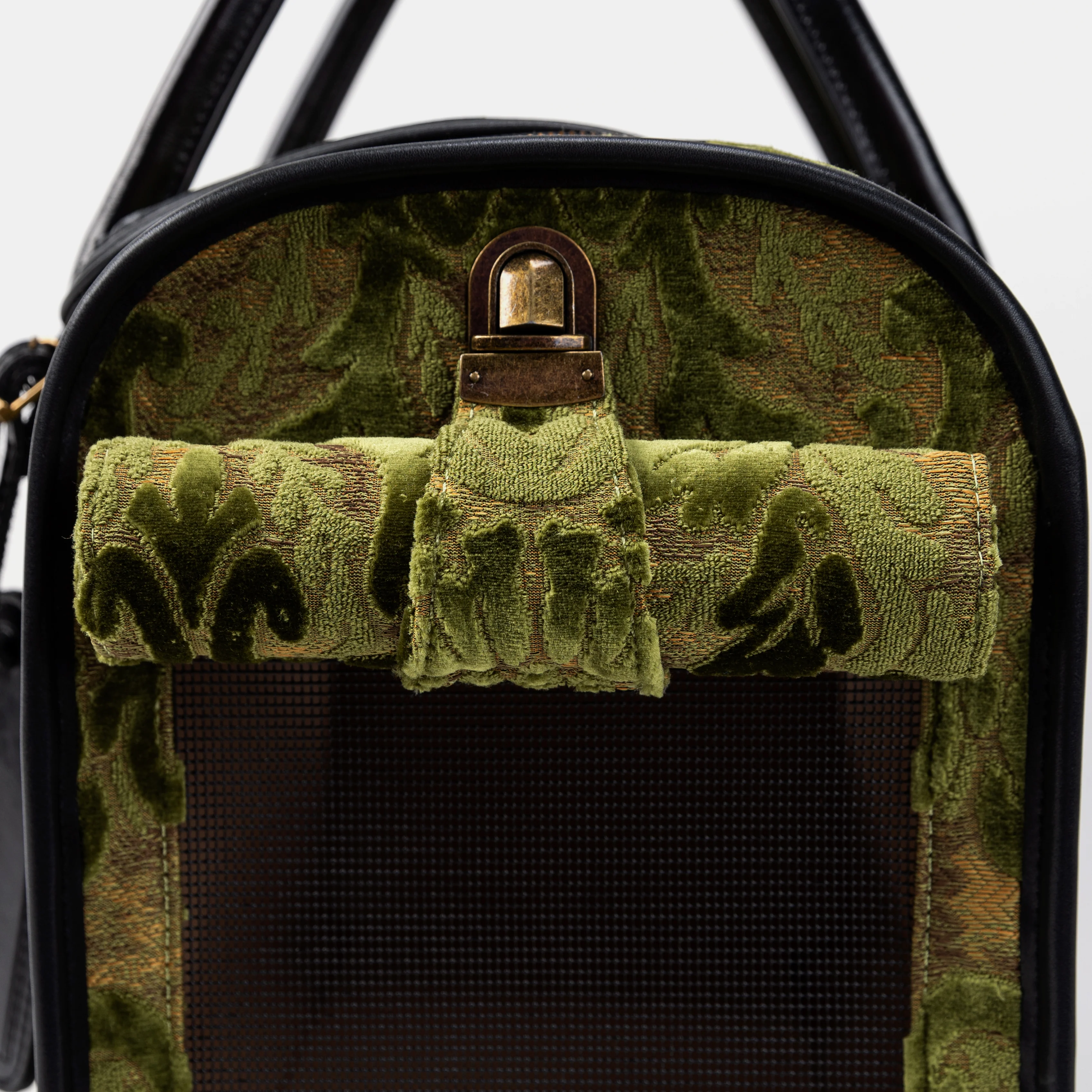 Travel Dog Carrier Bag Burnout Velvet Fern Green - Image 7