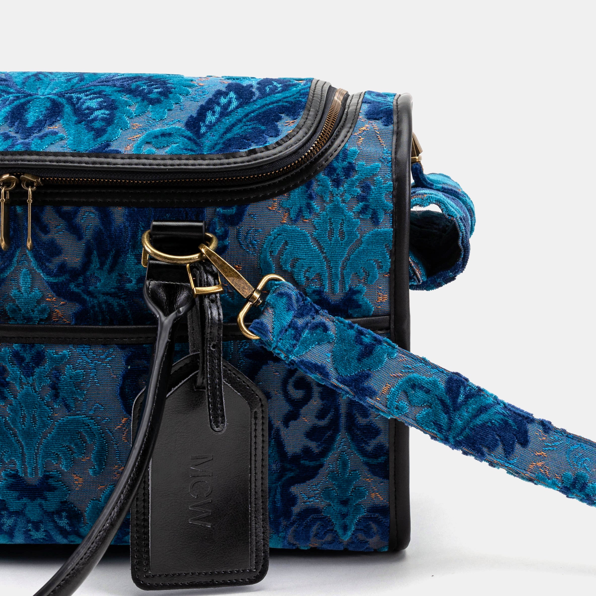 Travel Dog Carrier Bag  Burnout Velvet Revival Aqua - Image 10