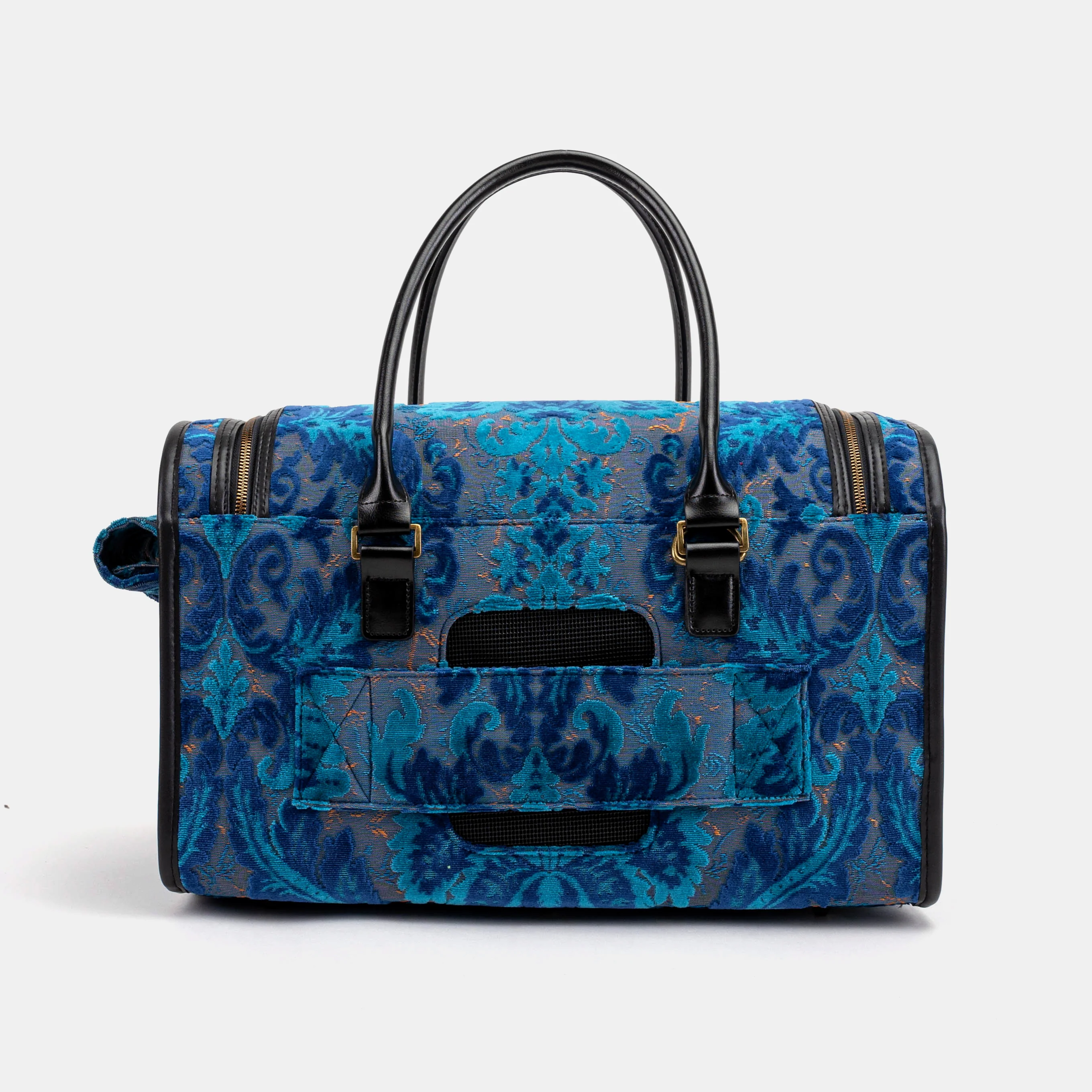 Travel Dog Carrier Bag  Burnout Velvet Revival Aqua - Image 5